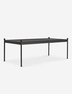 Luna Outdoor Coffee Table | Black Metal Frame, Slatted Top