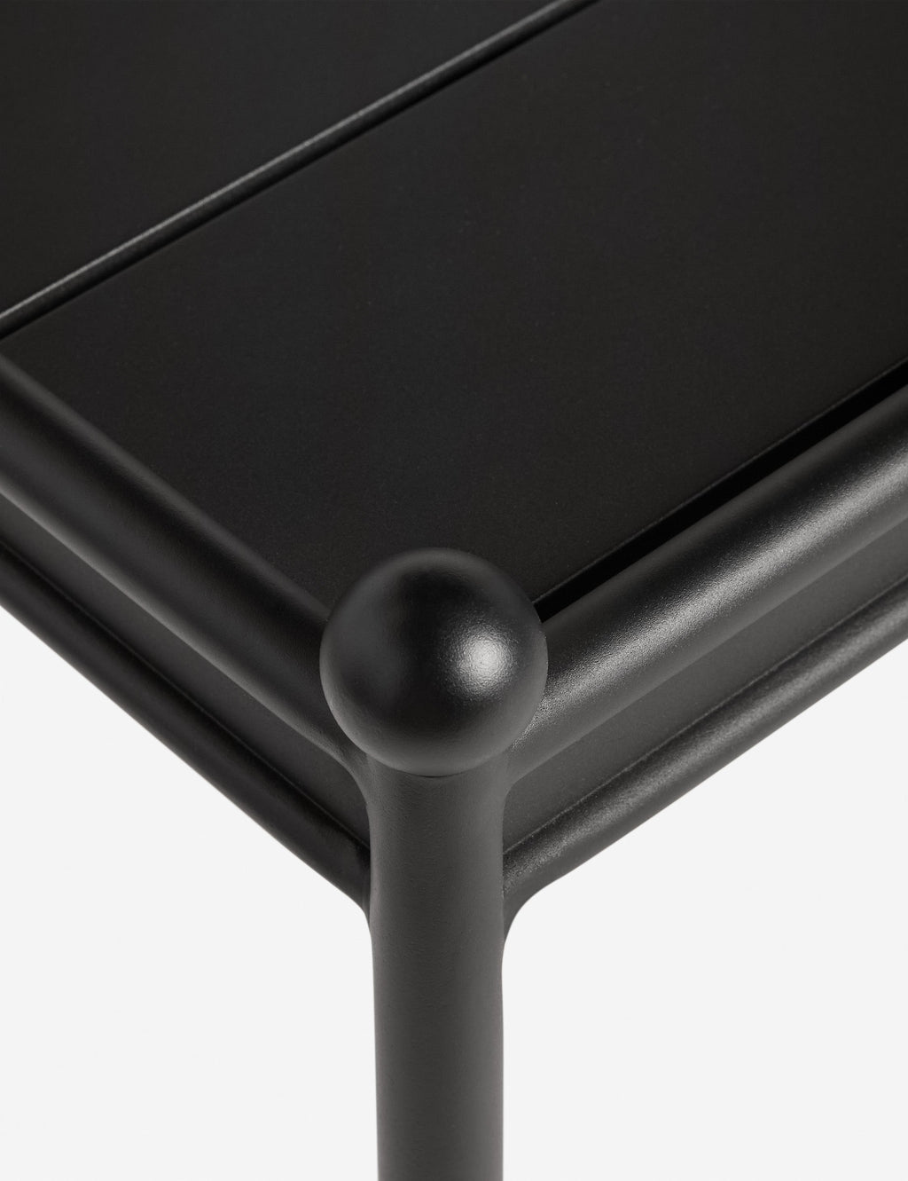 Luna Outdoor Coffee Table | Black Metal Frame, Slatted Top