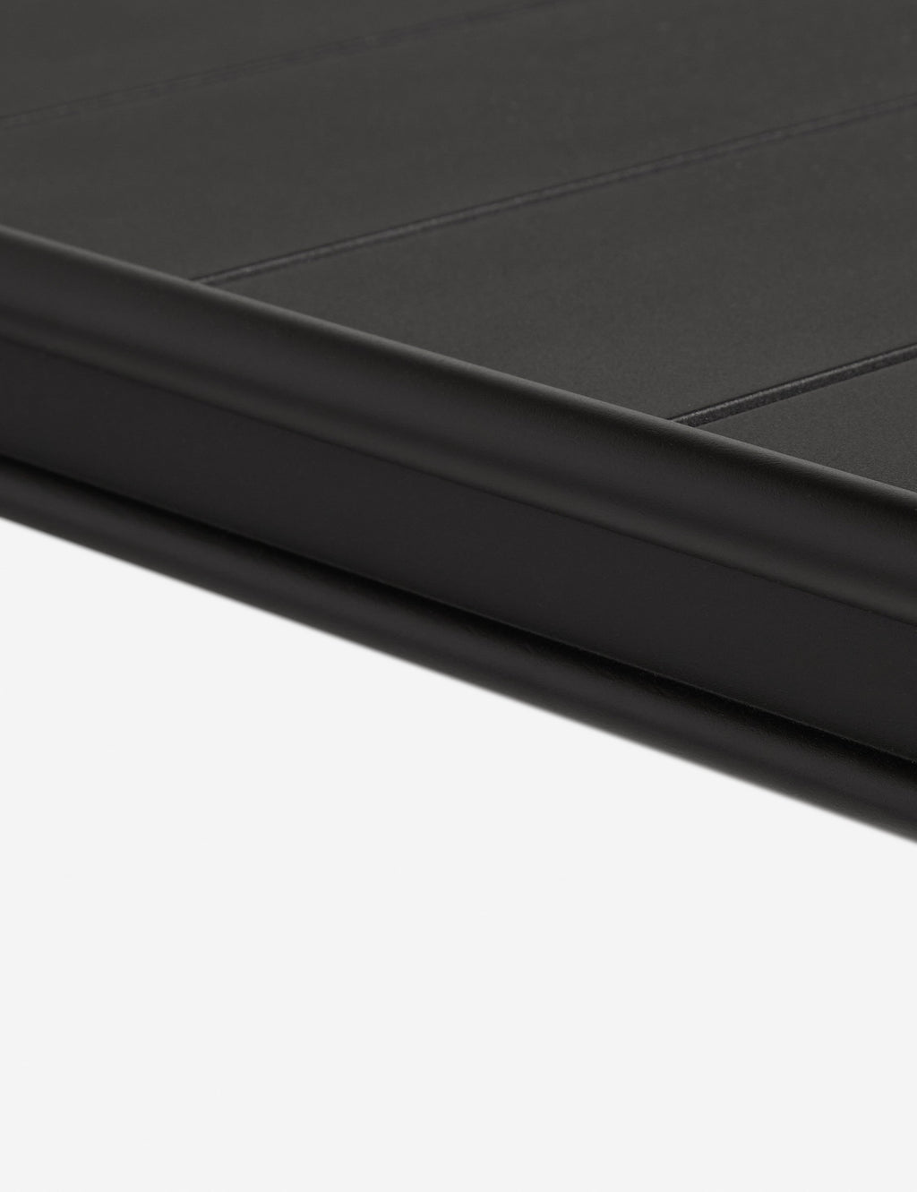 Luna Outdoor Coffee Table | Black Metal Frame, Slatted Top