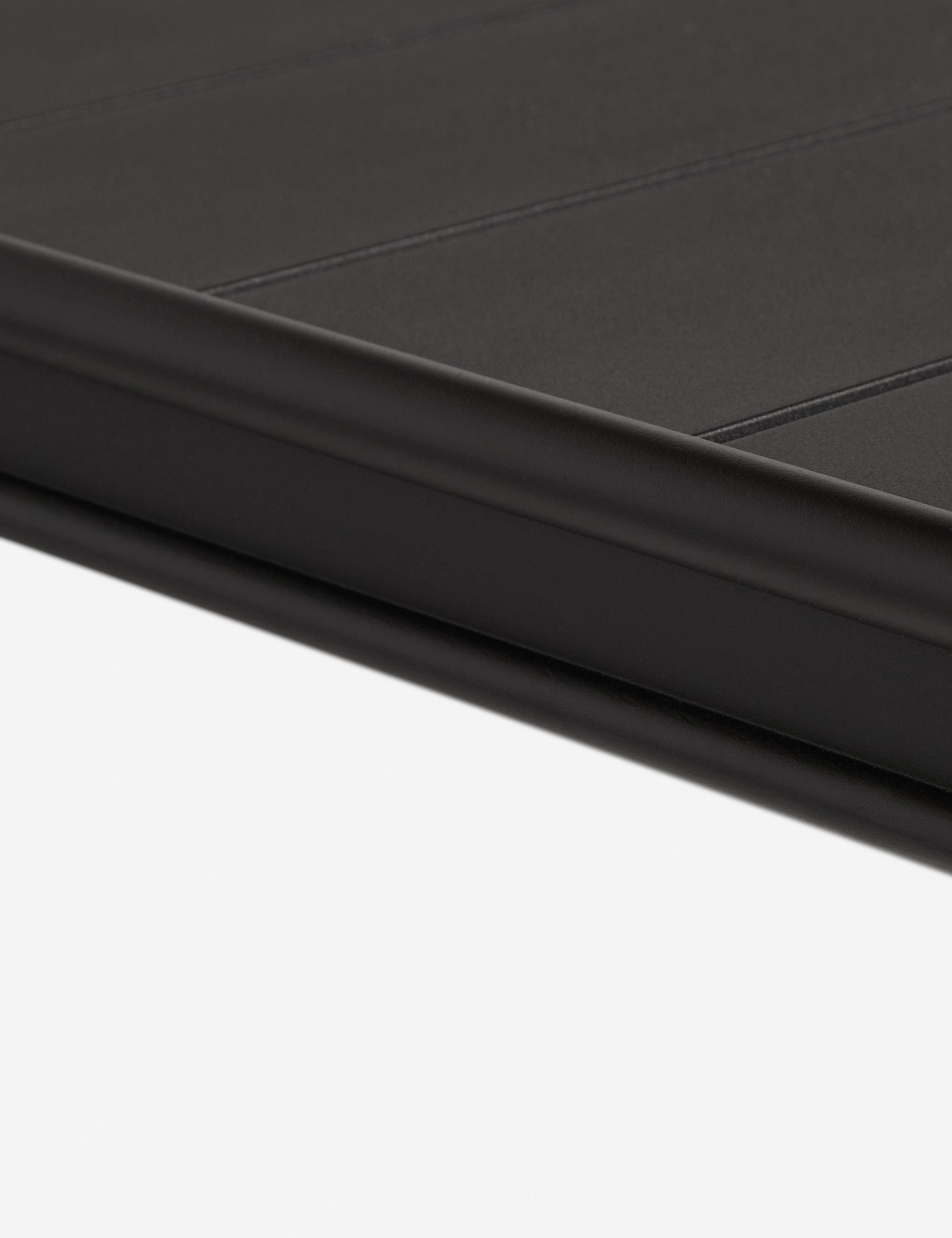 Luna Outdoor Coffee Table | Black Metal Frame, Slatted Top