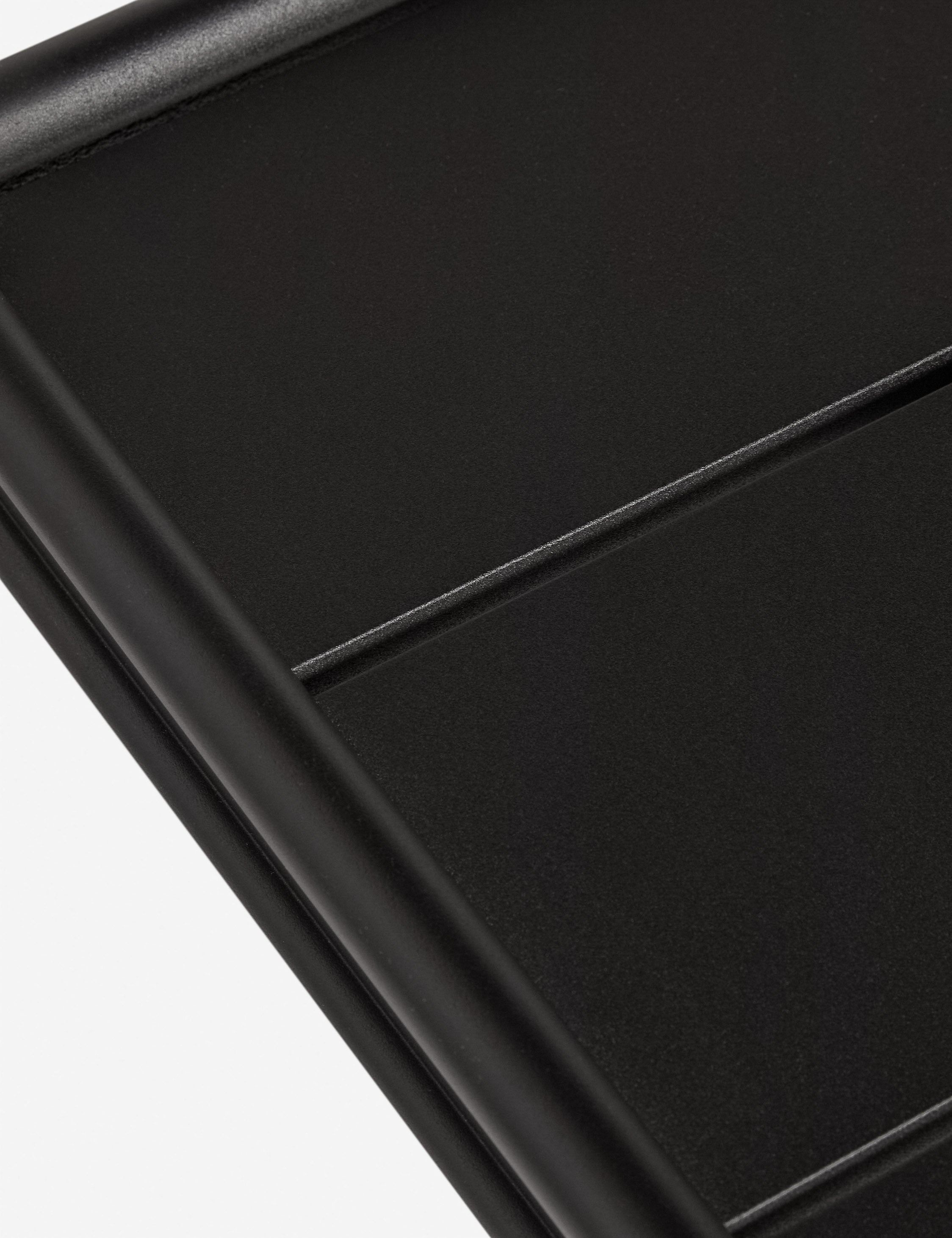 Luna Outdoor Coffee Table | Black Metal Frame, Slatted Top