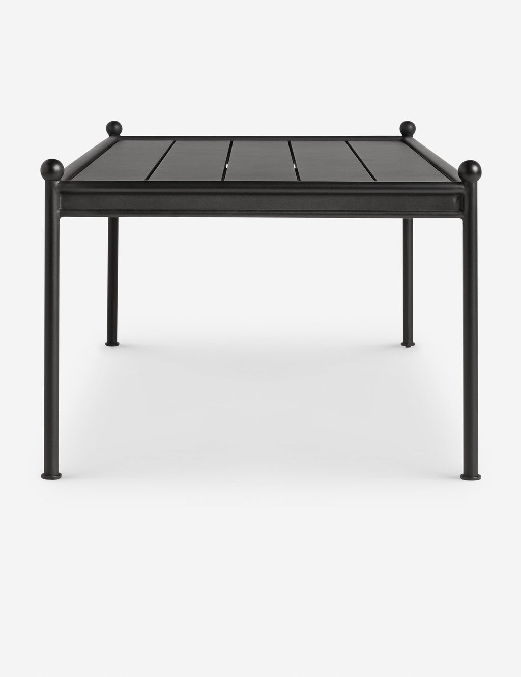 Luna Outdoor Coffee Table | Black Metal Frame, Slatted Top