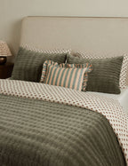 Amara Ruffle Pillow | Linen, Striped Design