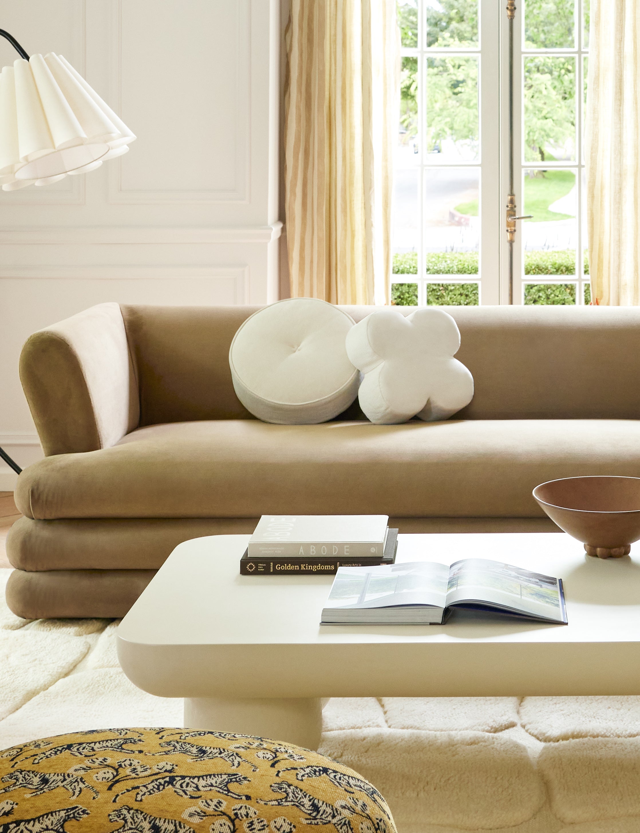 Bela Velvet Disc Pillow | Piped Edges, Ribbed Siding