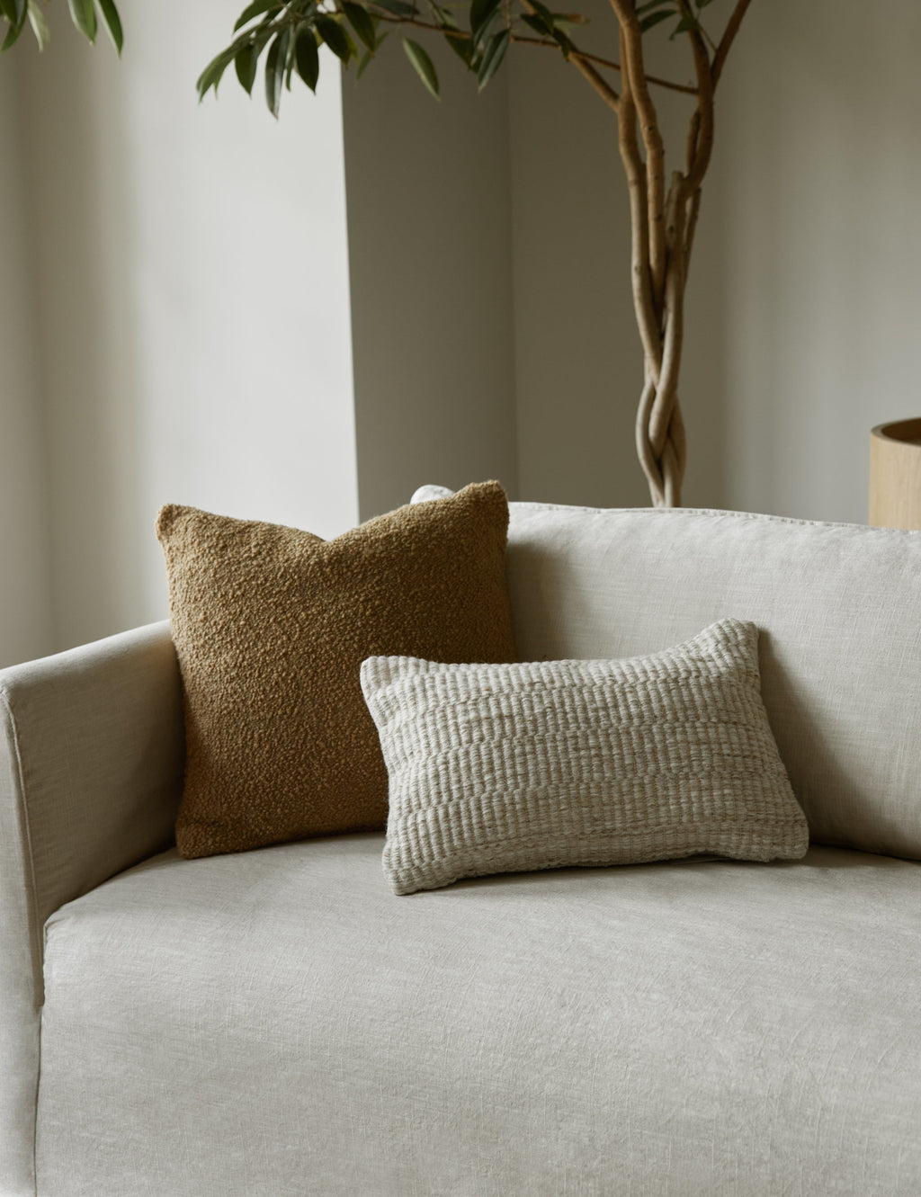 Rina Throw Pillow | Woolen Accent, Heathered Texture