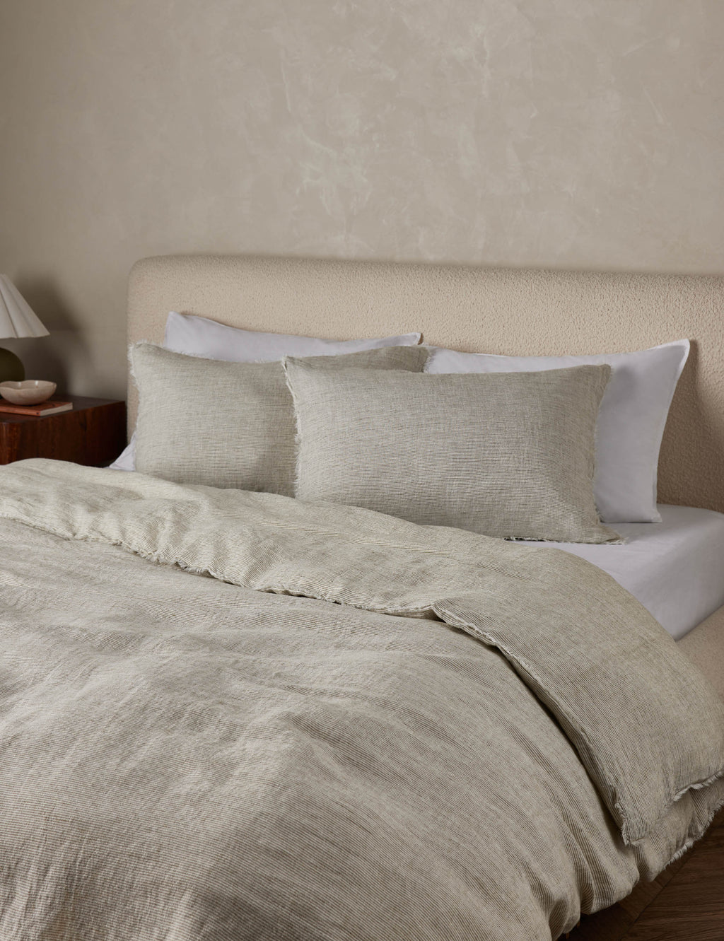 Luna Linen Sham | Heathered Texture, Shell Button Closures