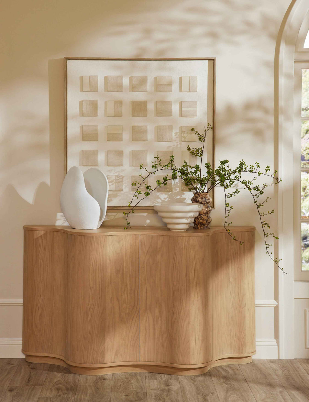Cora Sideboard | Half-Moon Design, Natural Wood Grain
