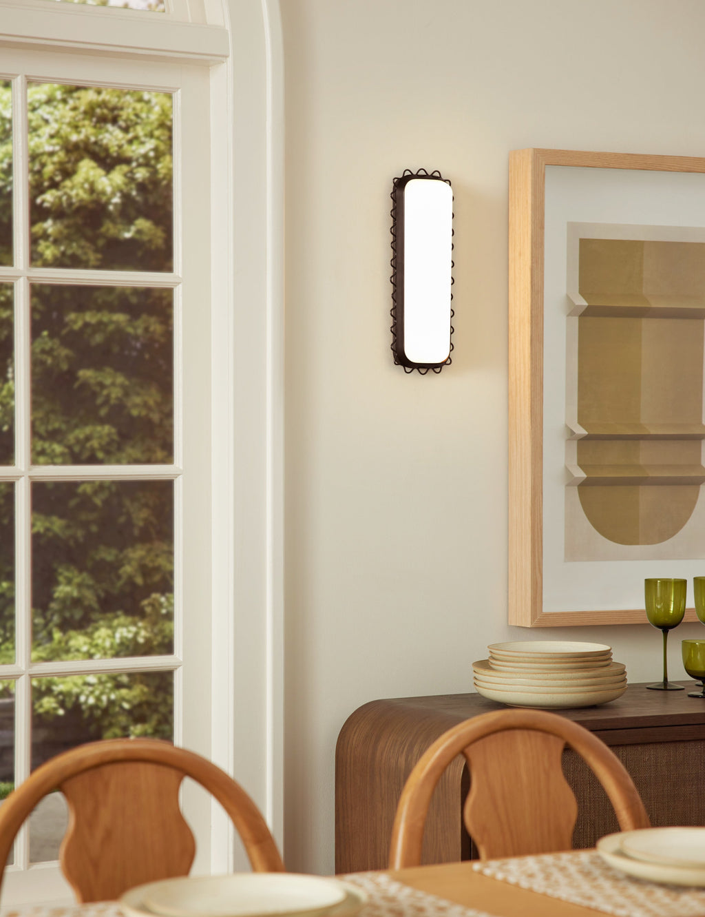 Savita Sconce | Glass Shade in Wavy Metal Trim
