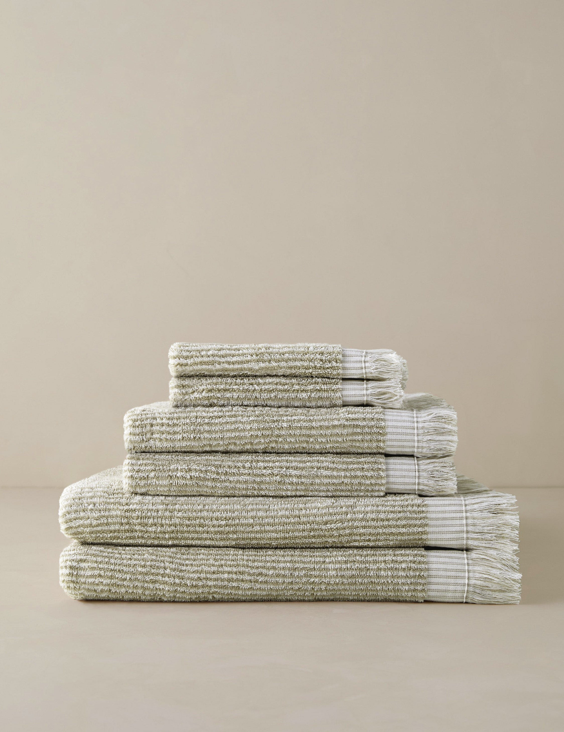 Luna Organic Cotton Towel | Striped Design, Thick Fringe