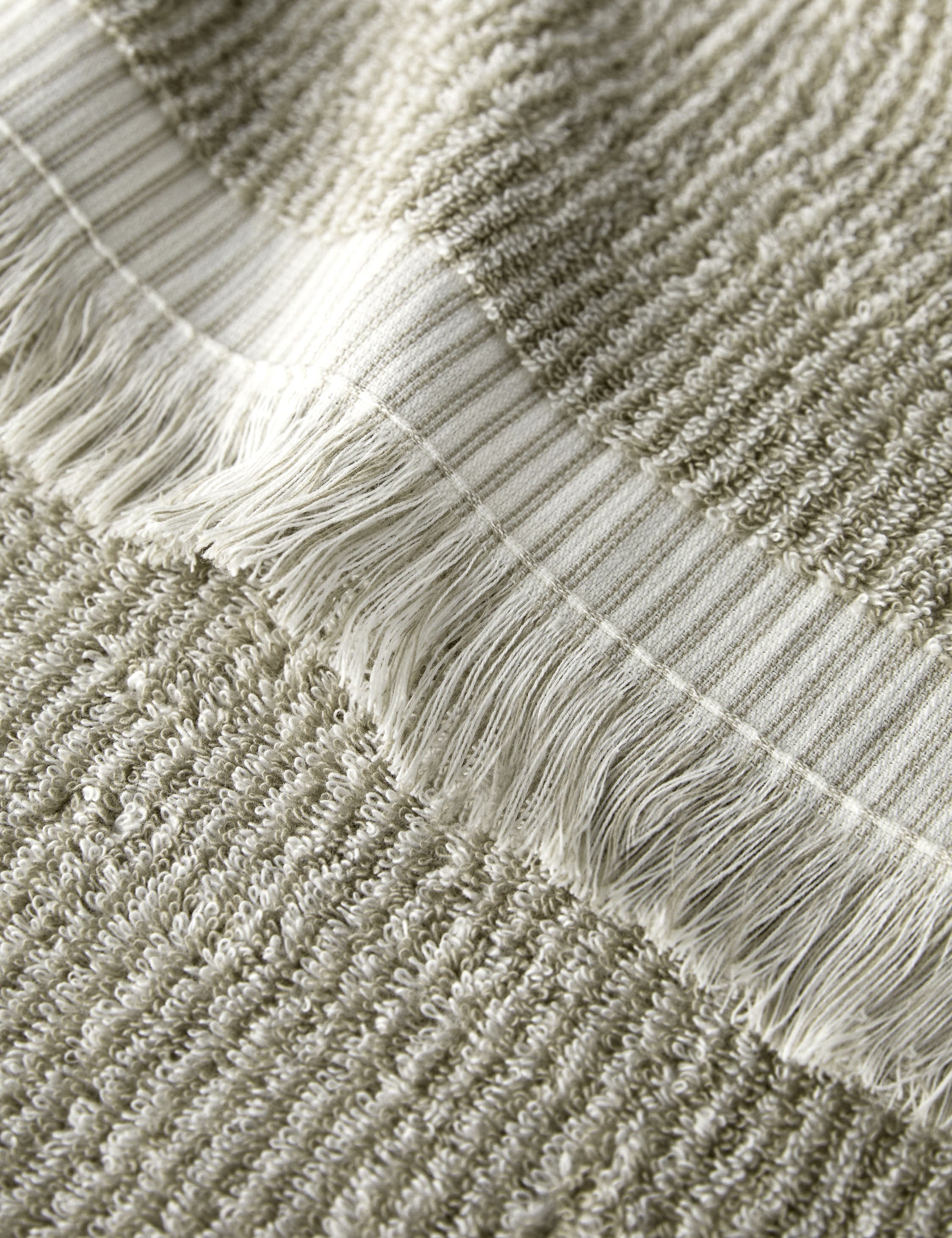 Luma Organic Cotton Towel | Striped Design, Thick Fringe