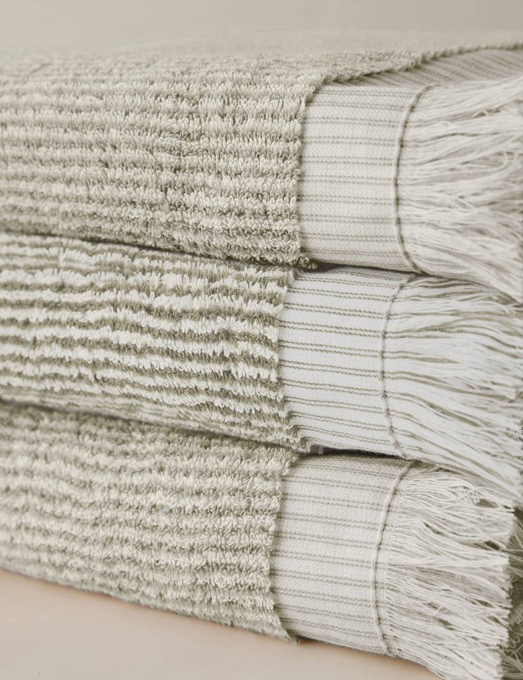 Luma Organic Cotton Towel | Striped Design, Thick Fringe