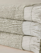Luma Organic Cotton Towel | Striped Design, Thick Fringe