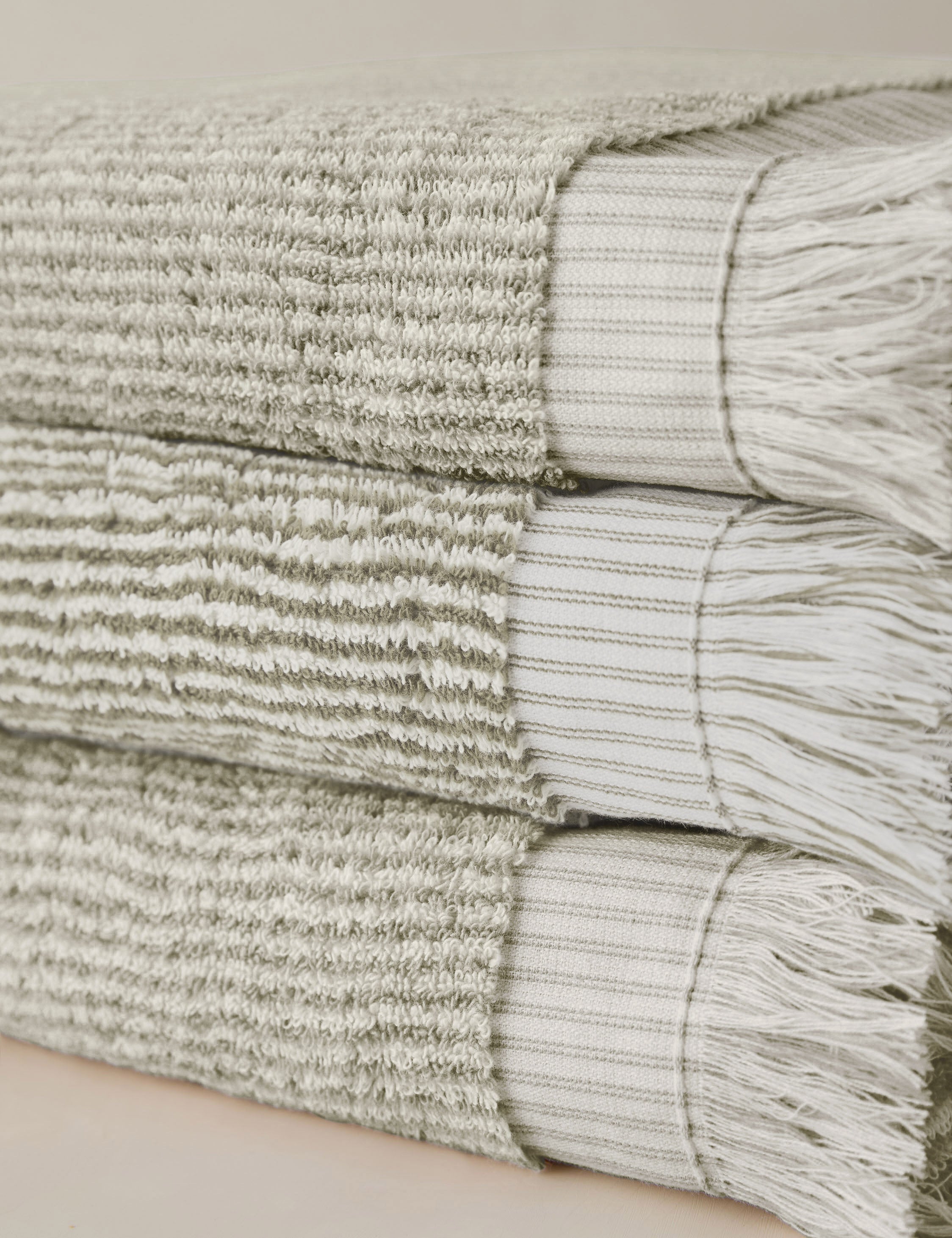 Luma Organic Cotton Towel | Striped Design, Thick Fringe