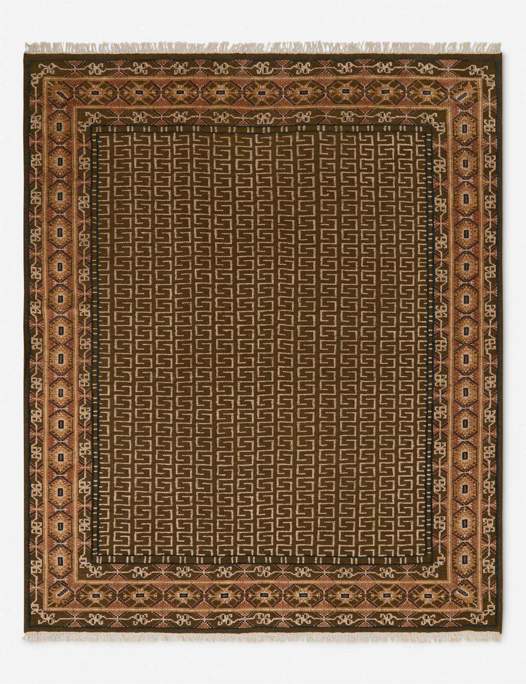 Mira Hand-Knotted Wool Rug | Traditional Pattern, Fringe Detail