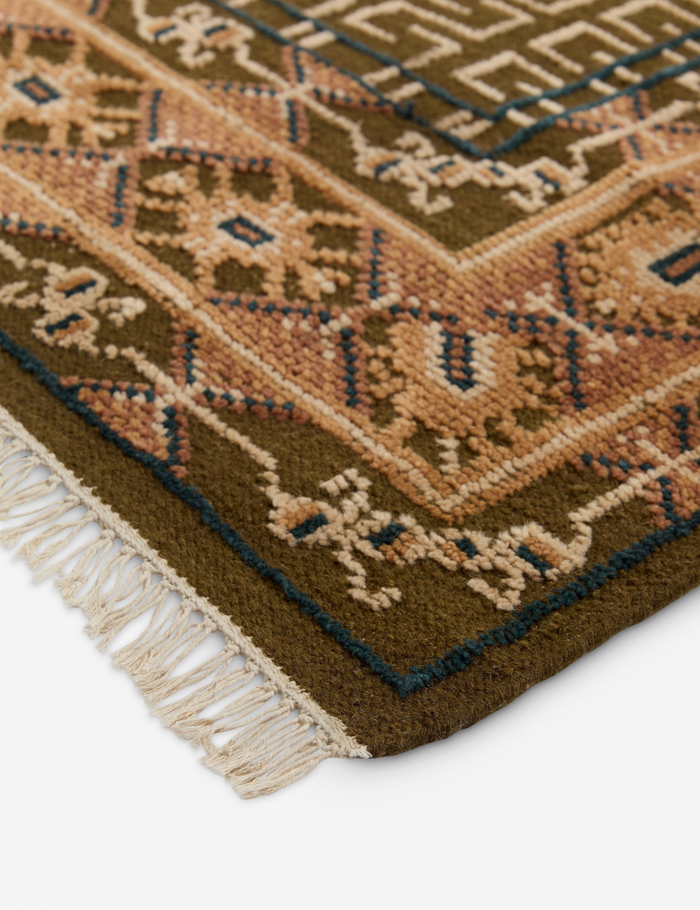 Mira Hand-Knotted Wool Rug | Traditional Pattern, Fringe Detail