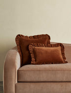 Mira Velvet Pillow | Ruffled Flange, Solid Design