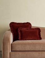 Mira Velvet Pillow | Ruffled Flange, Luxe Texture