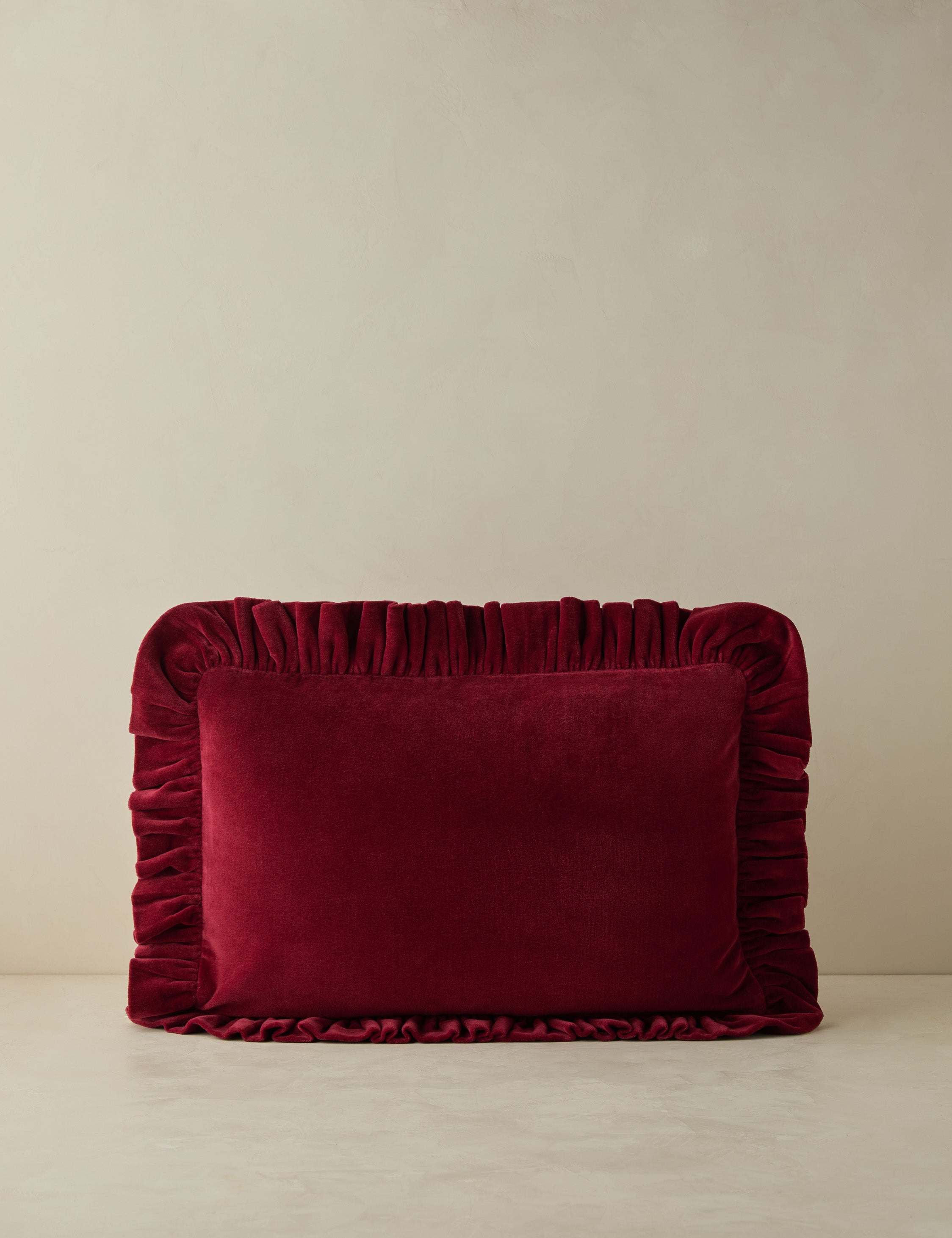 Mira Velvet Pillow | Ruffled Flange, Luxe Texture
