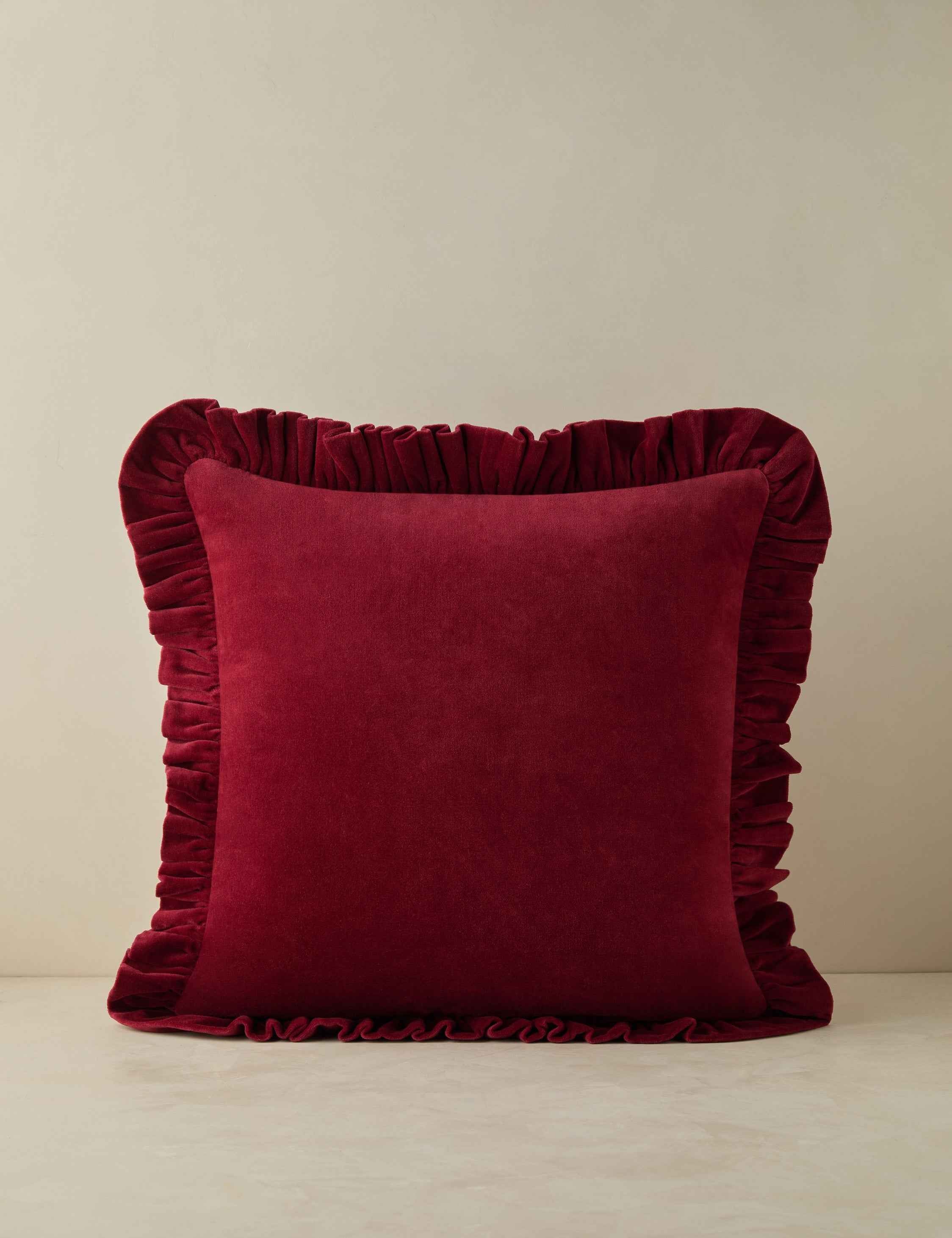 Mira Velvet Pillow | Ruffled Flange, Luxe Texture