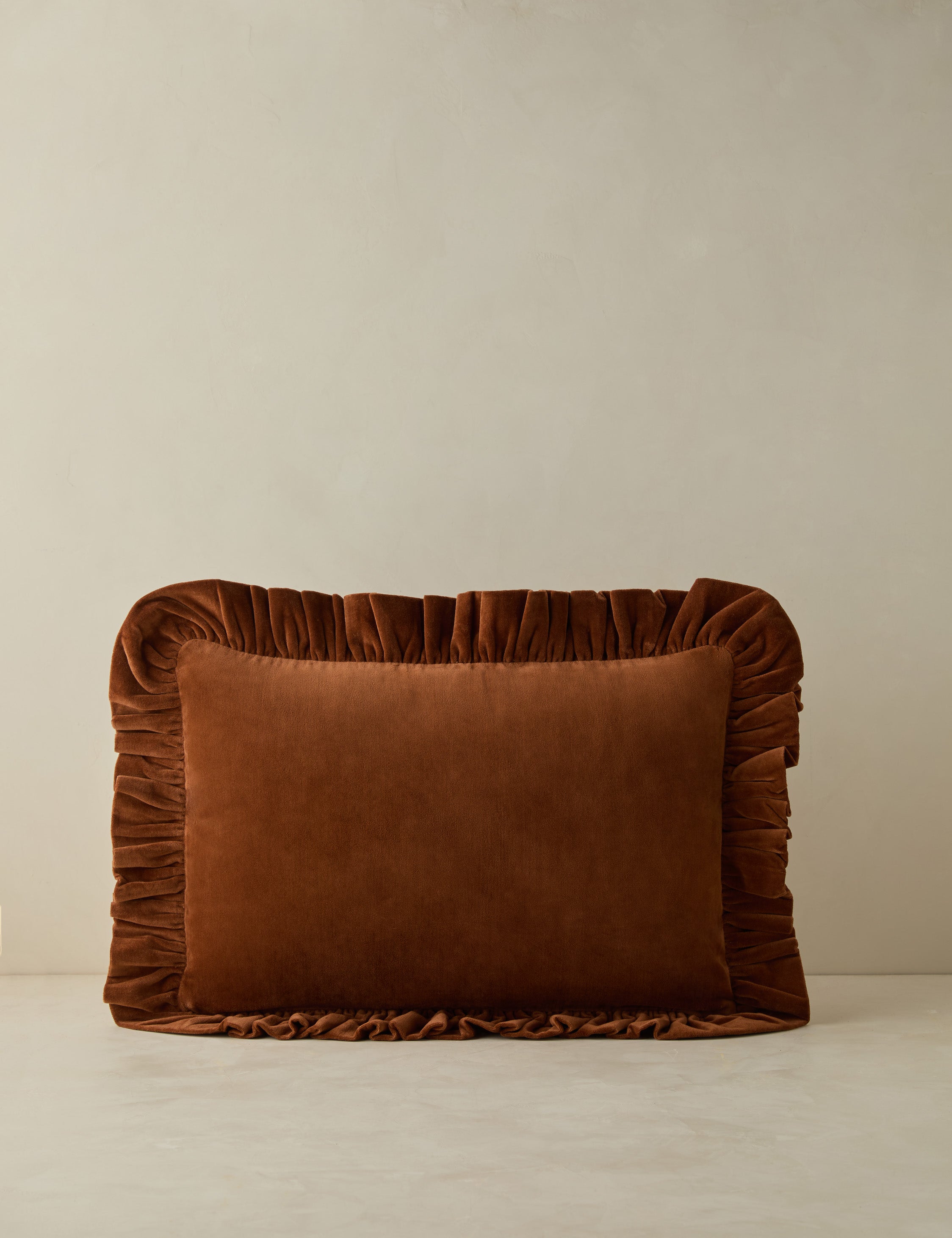 Mira Velvet Pillow | Ruffled Flange, Solid Design