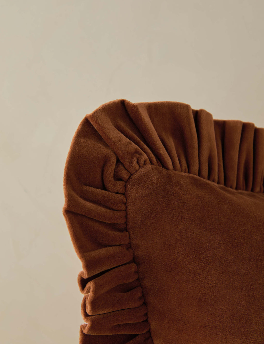 Mira Velvet Pillow | Ruffled Flange, Solid Design