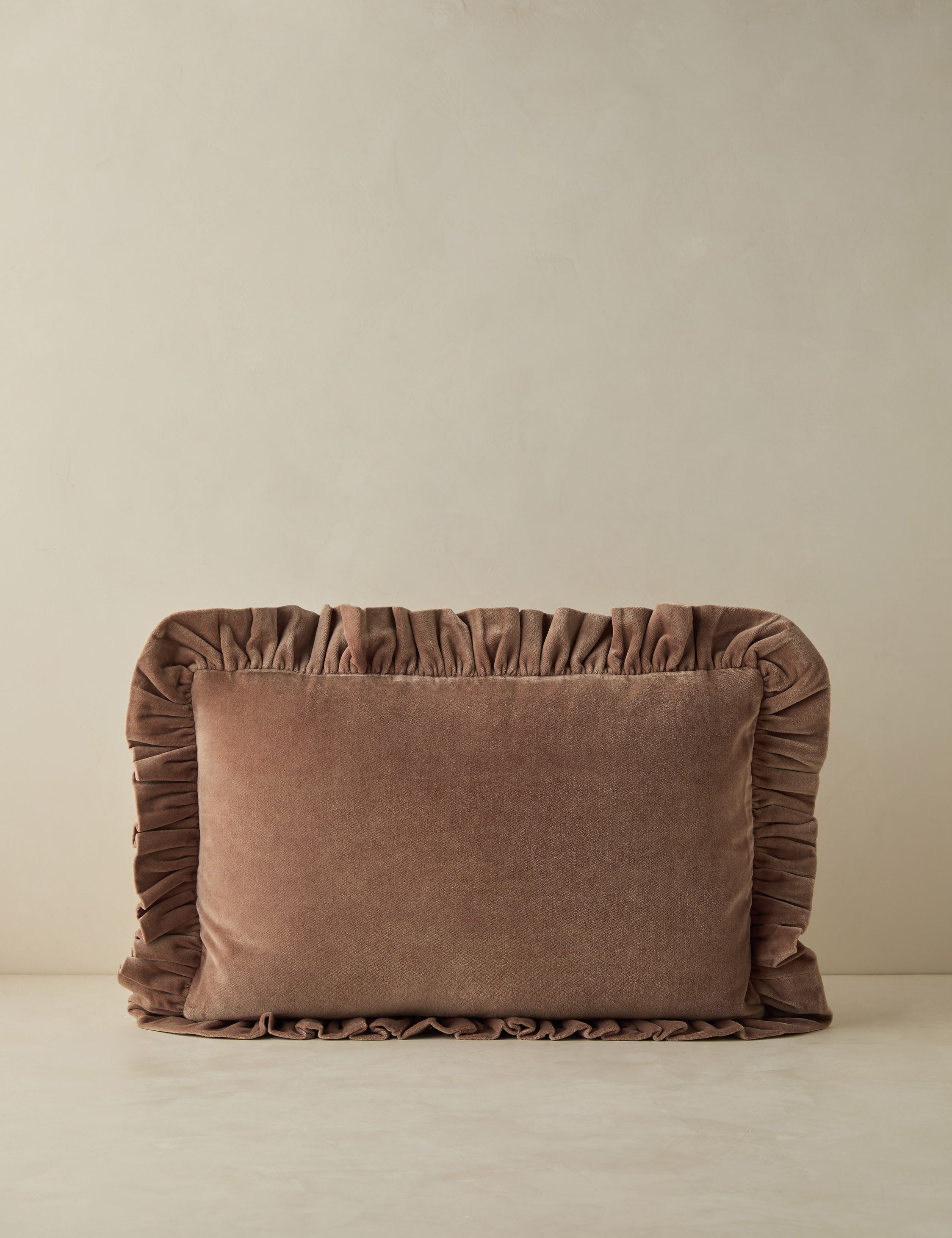 Mira Velvet Pillow | Ruffled Flange, Luxe Texture