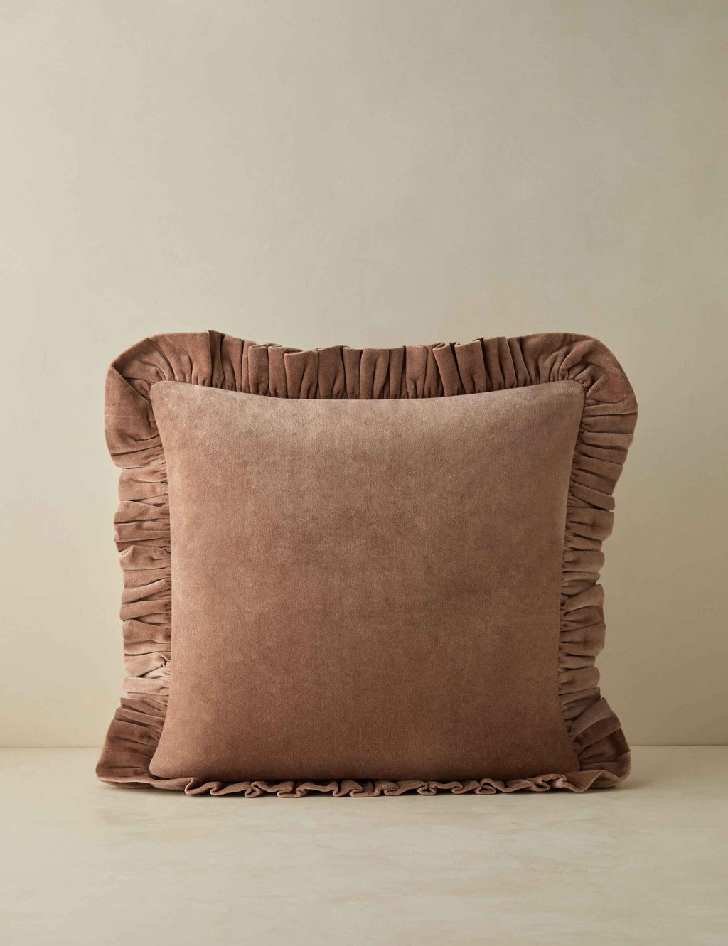 Mira Velvet Pillow | Ruffled Flange, Solid Design
