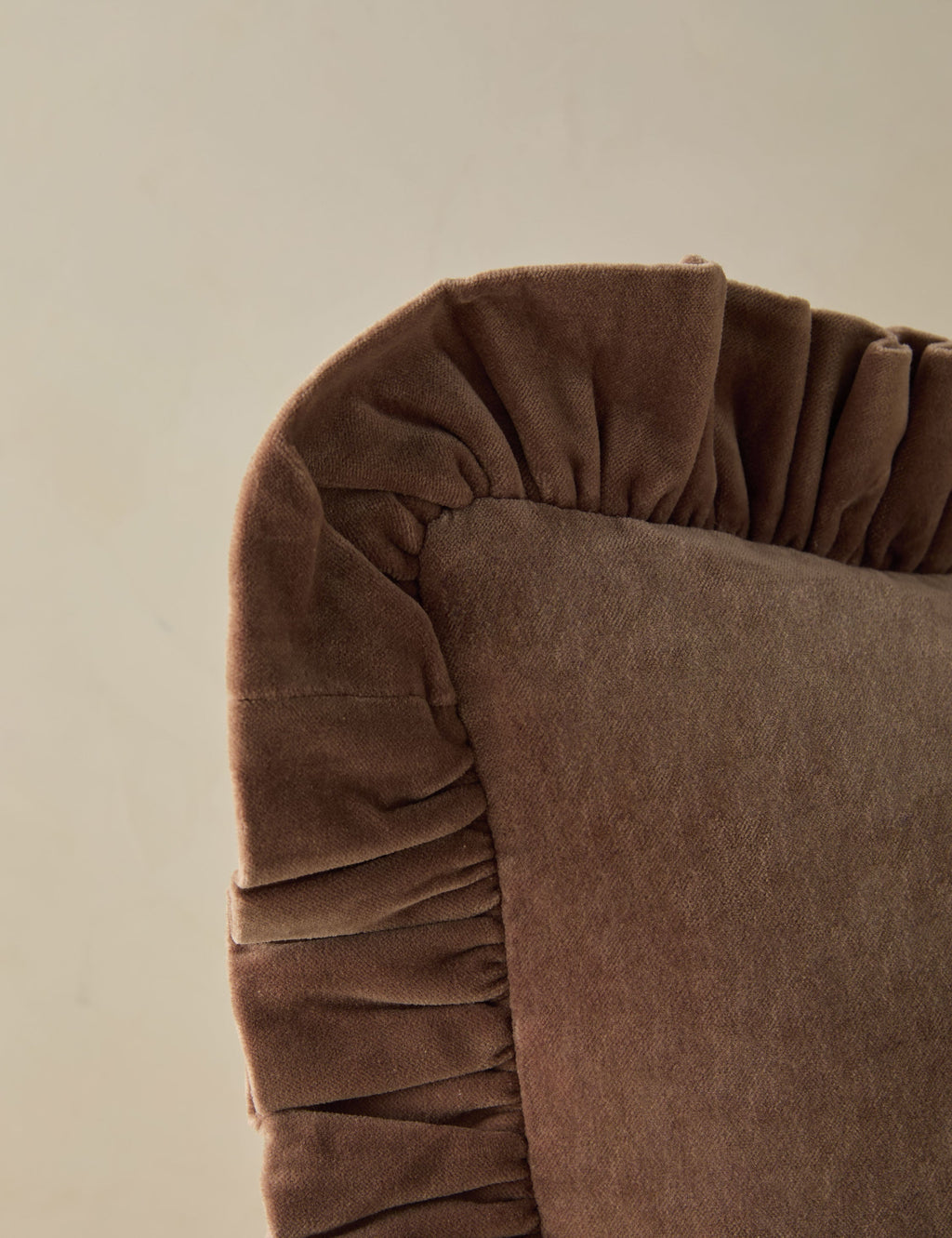 Mira Velvet Pillow | Ruffled Flange, Solid Design