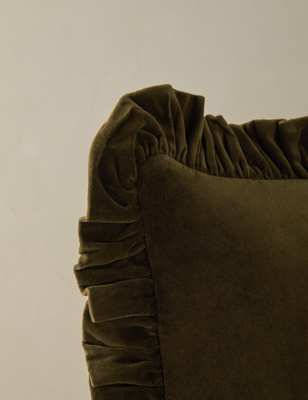 Mira Velvet Pillow | Ruffled Flange, Solid Design