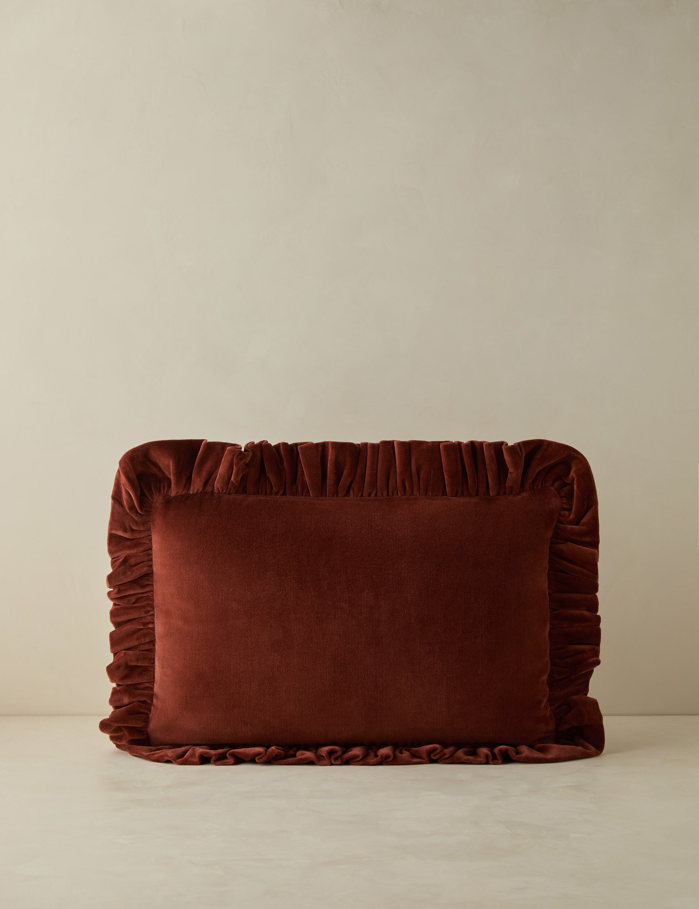 Mira Velvet Pillow | Ruffled Flange, Solid Design