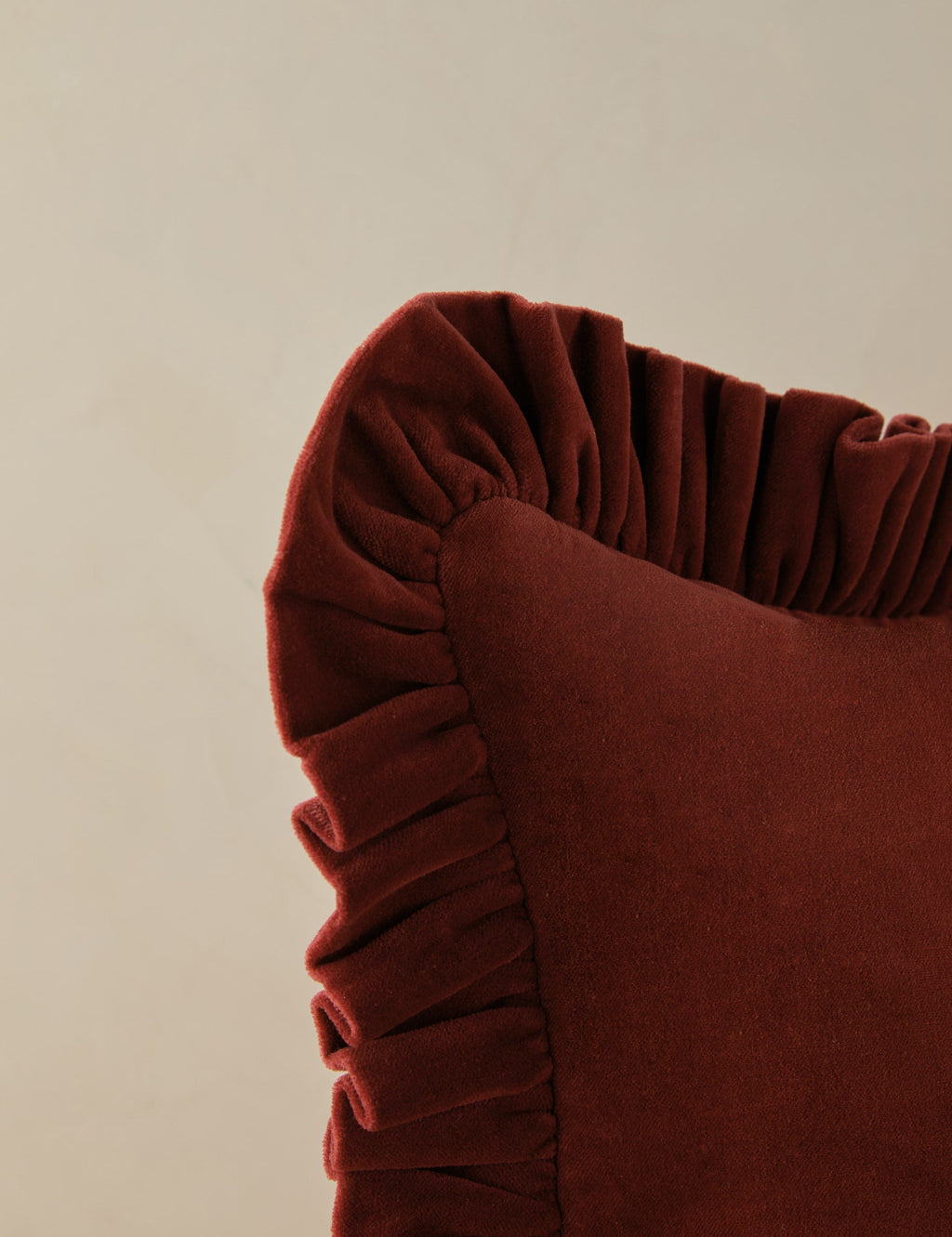 Mira Velvet Pillow | Ruffled Flange, Solid Design