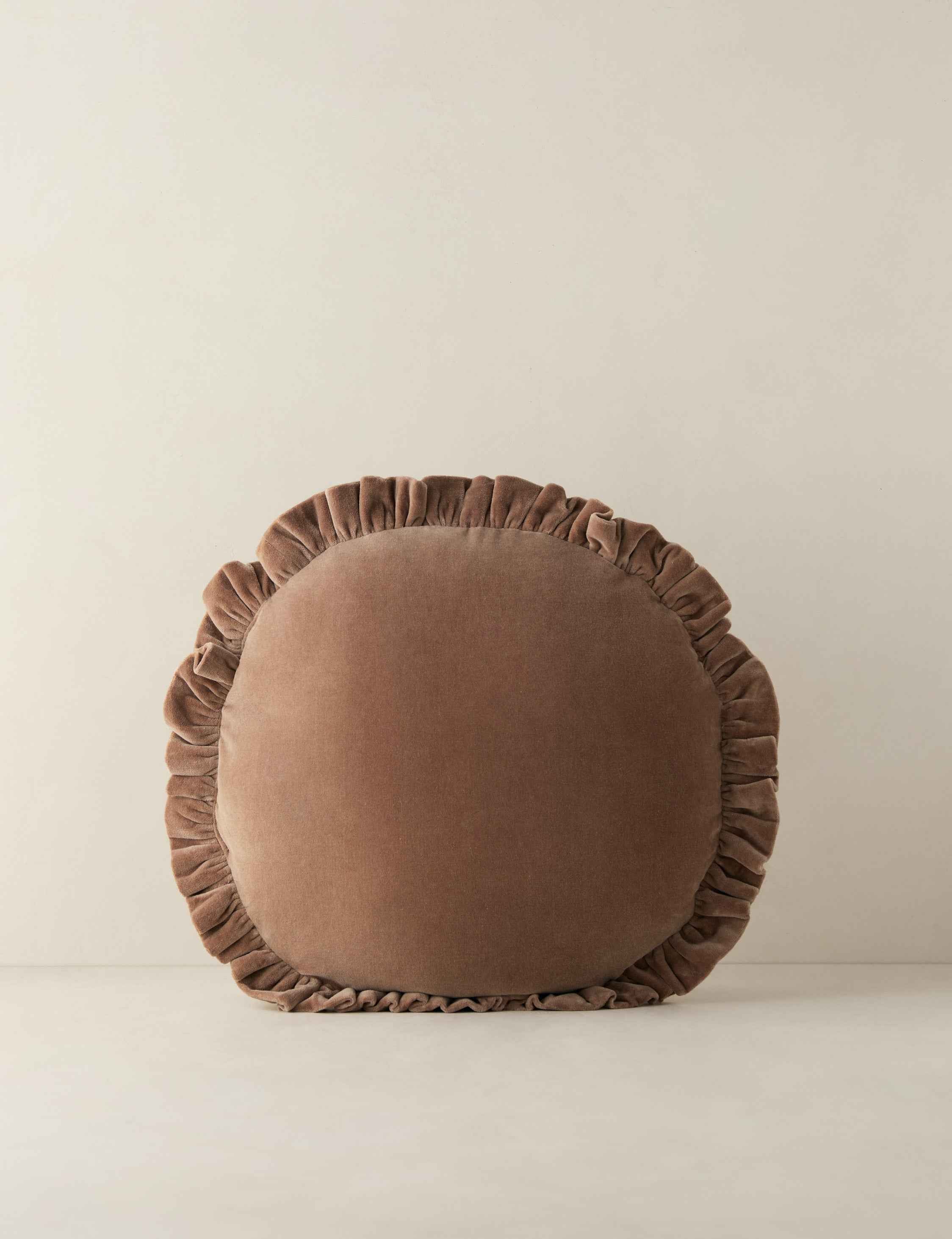 Maven Round Pillow | Velvet with Ruffled Flange