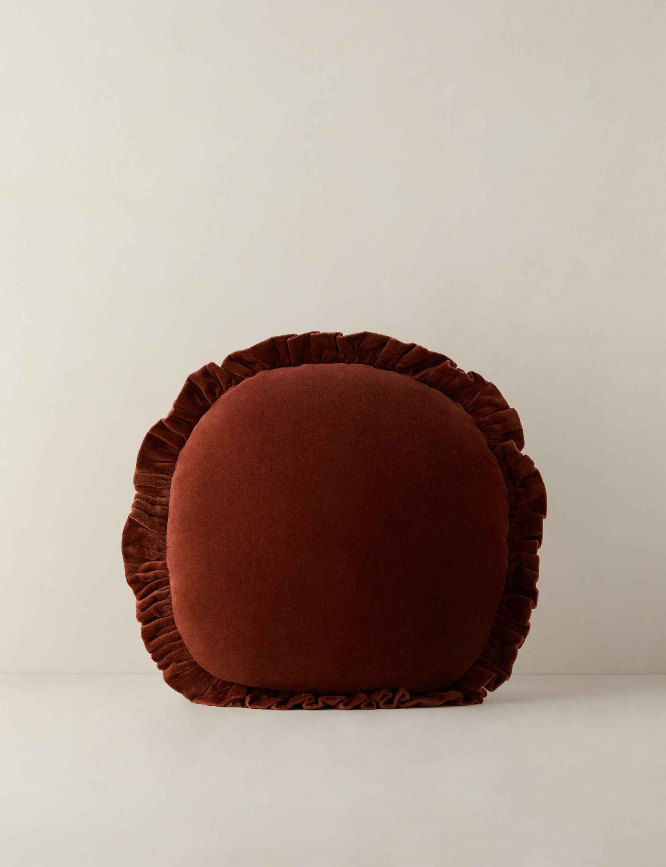 Maven Round Pillow | Velvet with Ruffled Flange
