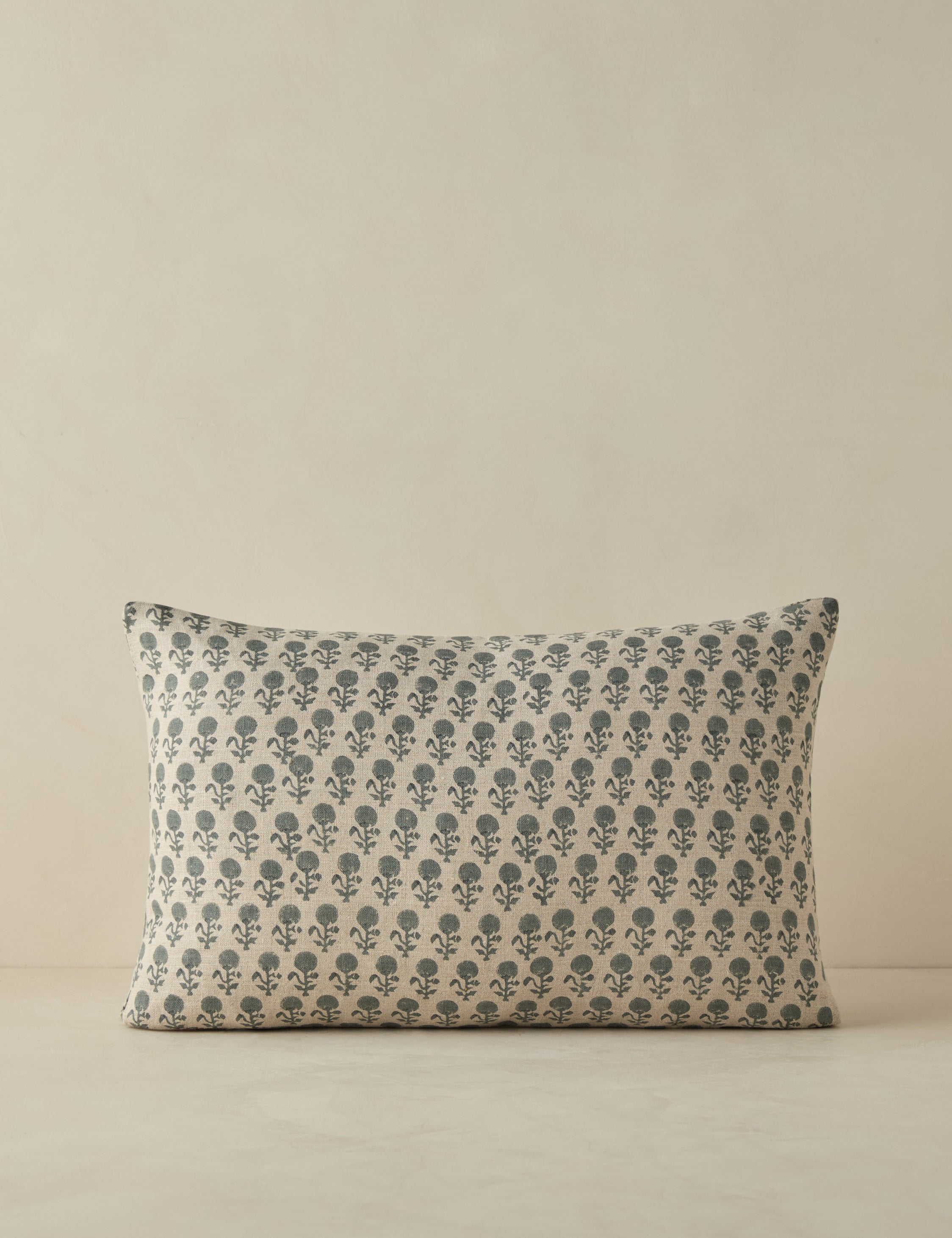 Mira Linen Pillow | Handmade Block Print, Floral Design