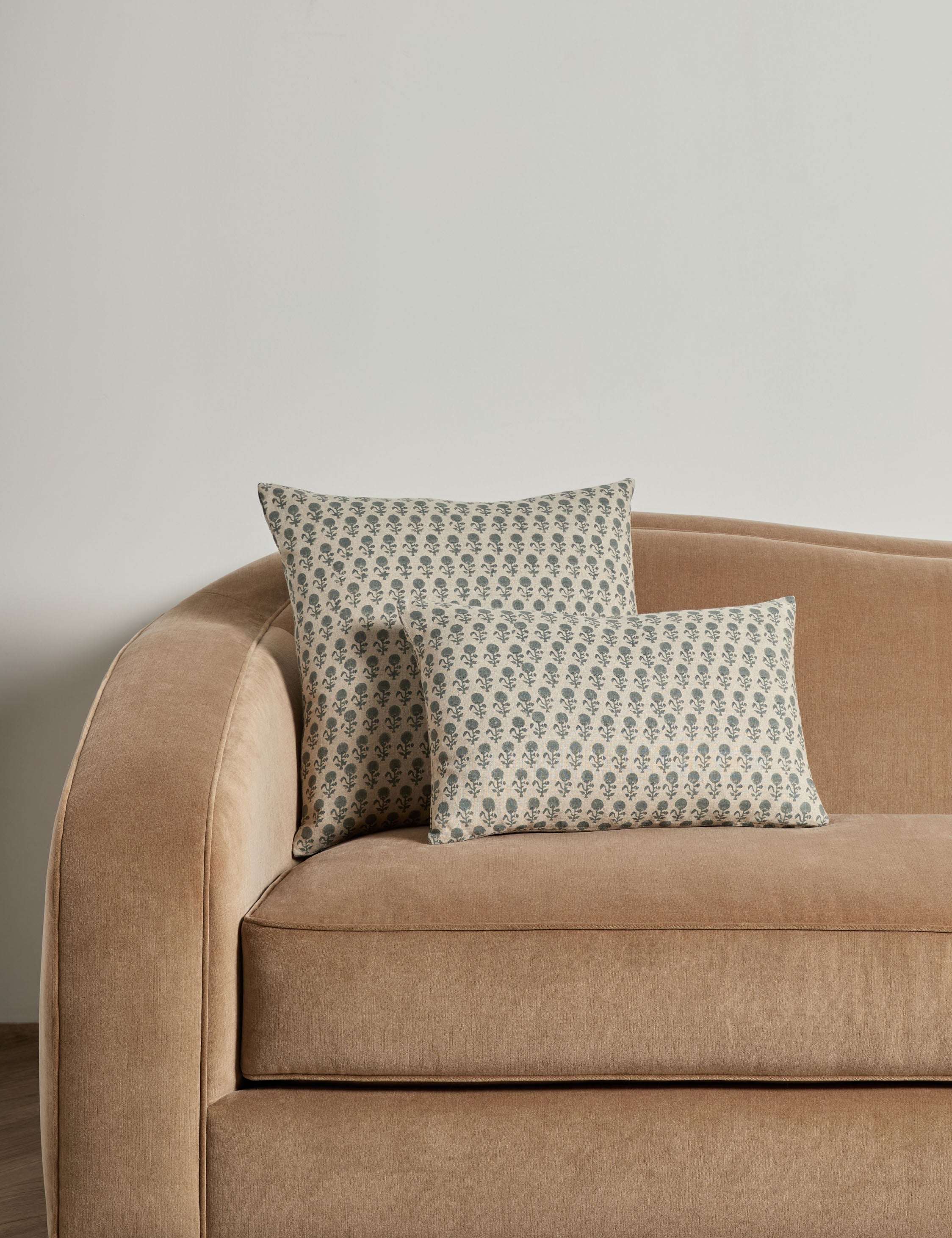 Mira Linen Pillow | Handmade Block Print, Floral Design