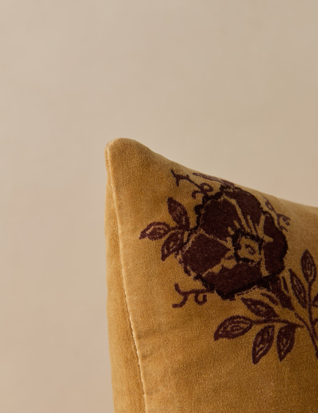 Mira Velvet Pillow | Vintage Floral Design, Rich Texture
