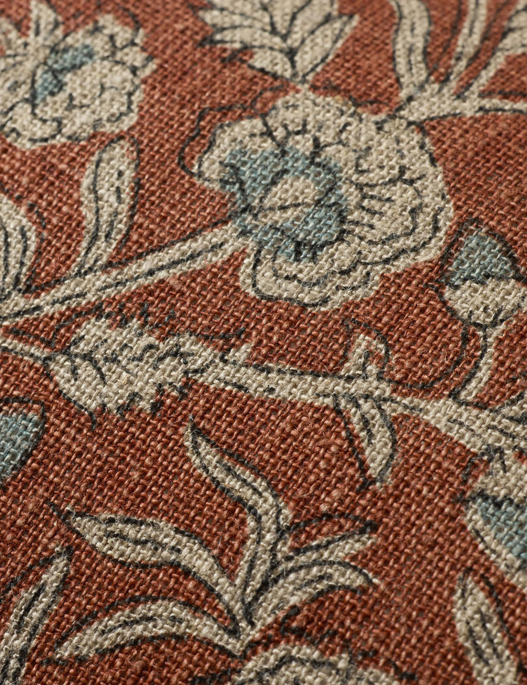 Cielo Linen Pillow | Intricate Floral Design, Stitched Edge
