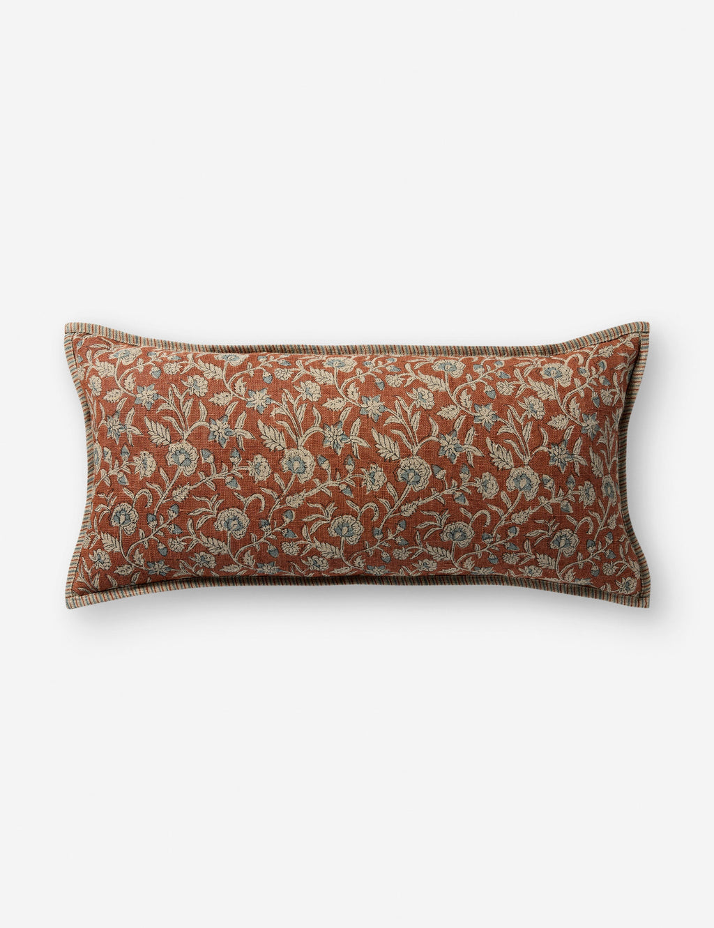 Cielo Linen Pillow | Intricate Floral Design, Stitched Edge