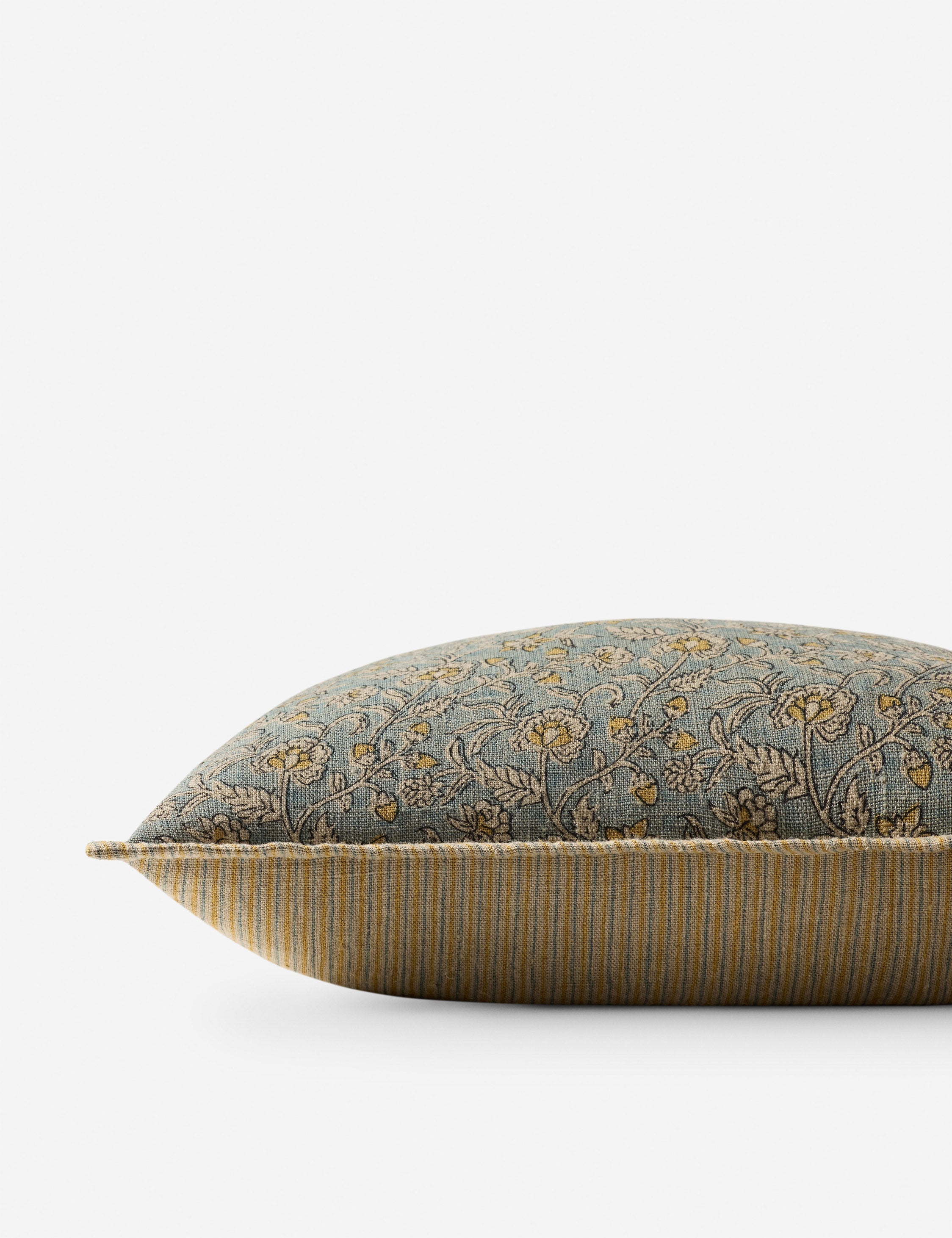 Cielo Linen Pillow | Intricate Floral Design, Stitched Edge