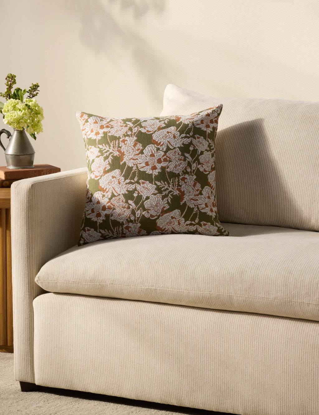 Mira Pillow | Woven Jacquard, Hand-Drawn Florals