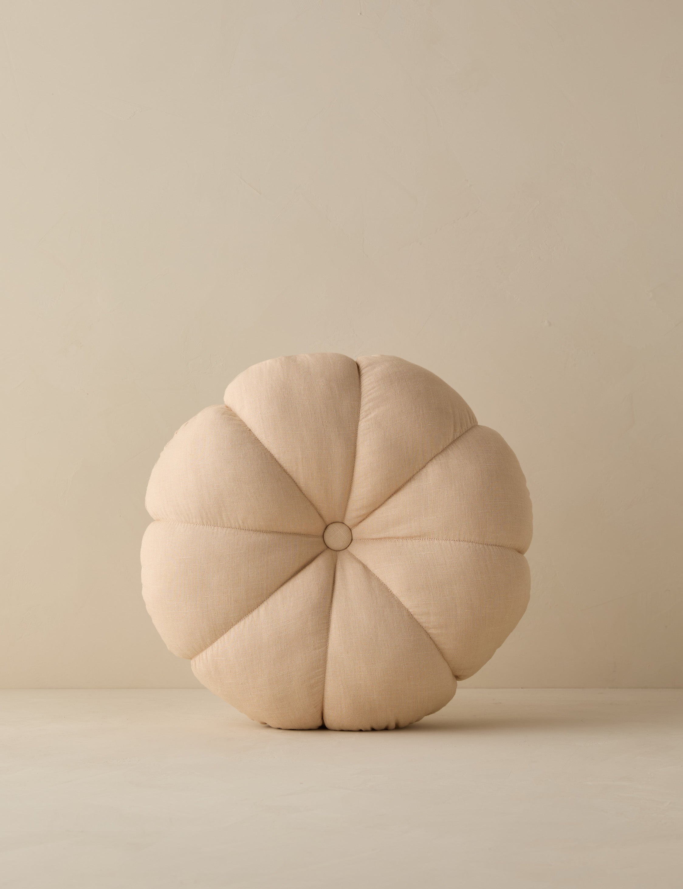 Luna Round Pillow | Soft Floral Design, Button Tufted