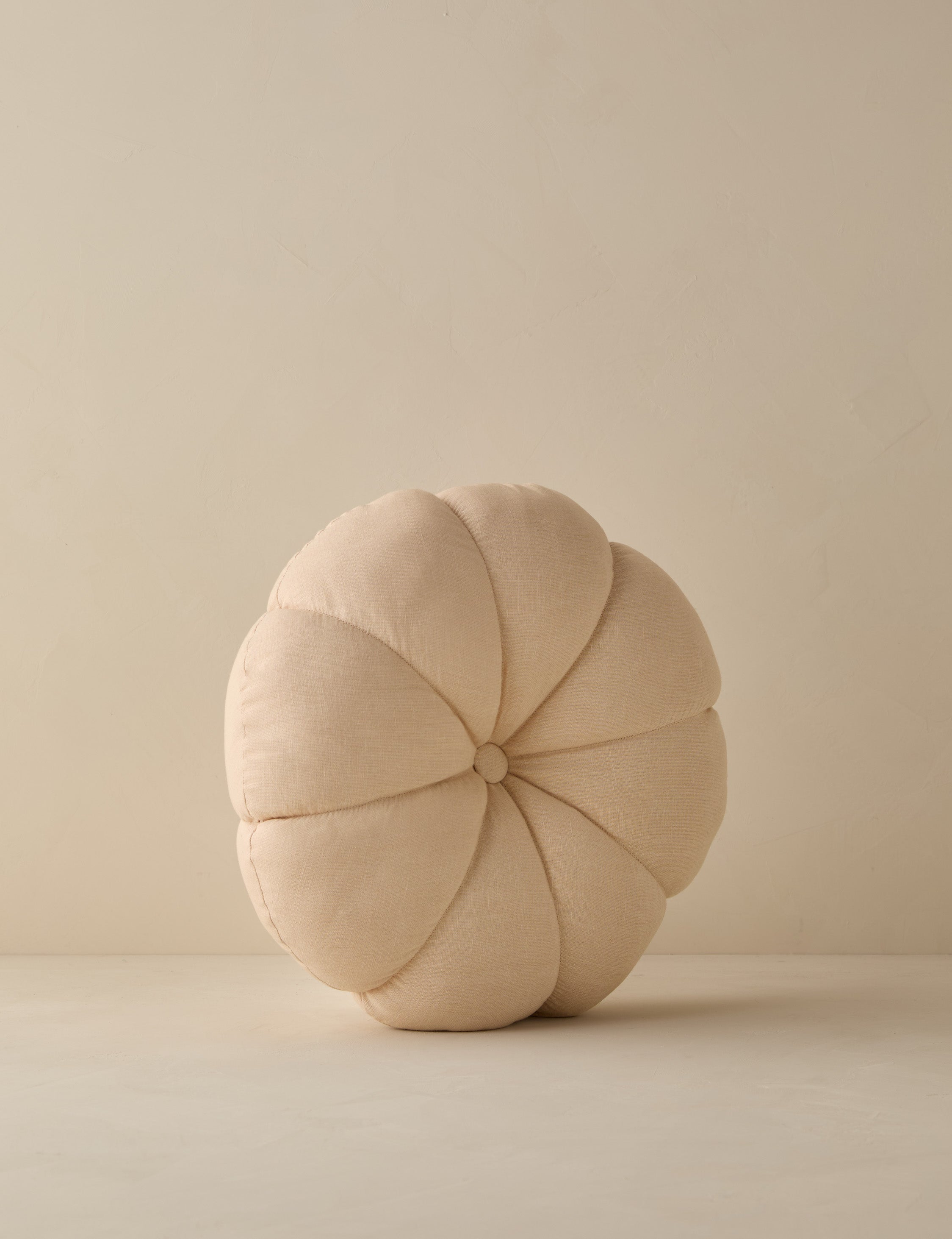 Luna Round Pillow | Soft Floral Design, Button Tufted