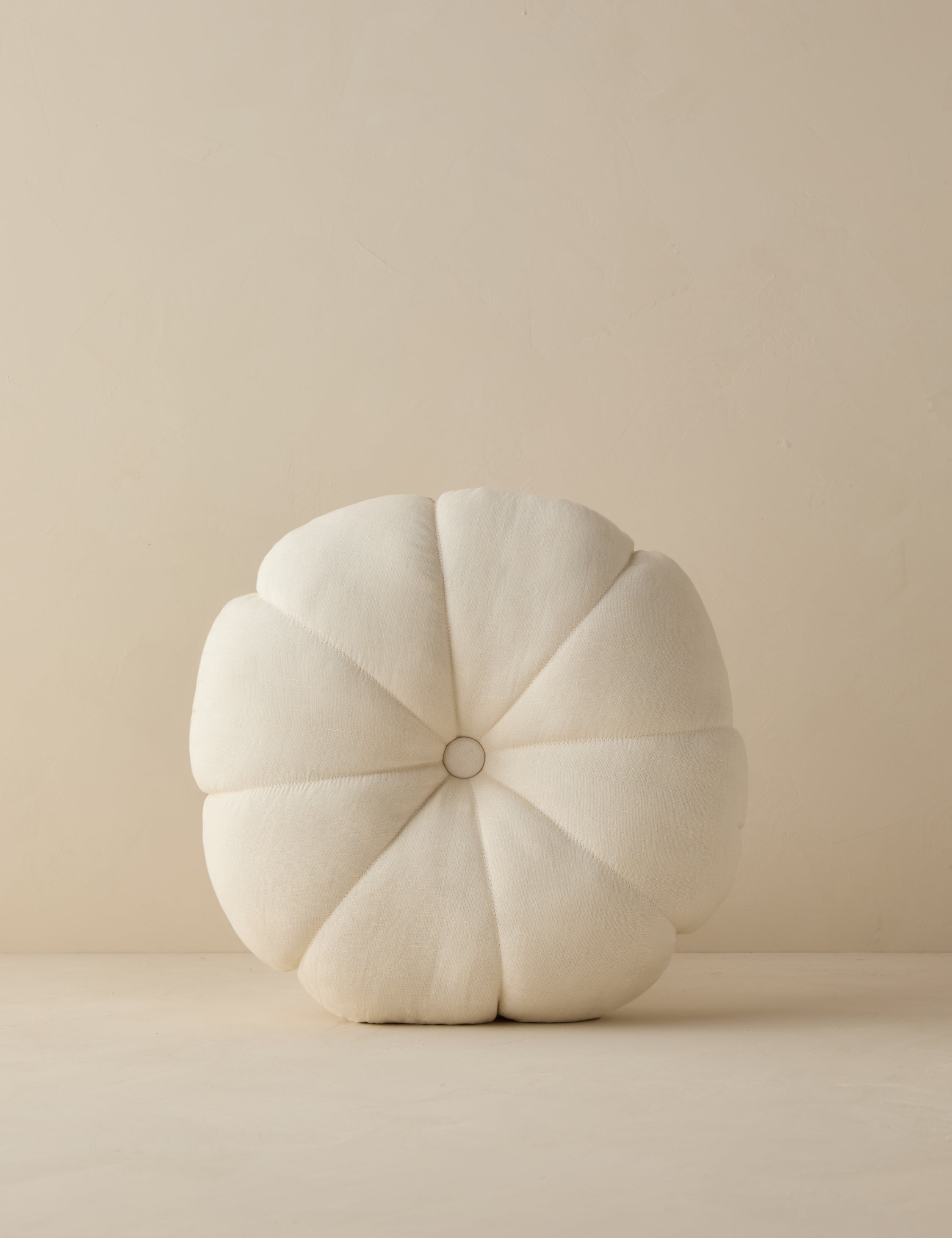 Luna Round Pillow | Soft Floral Design, Button Tufted