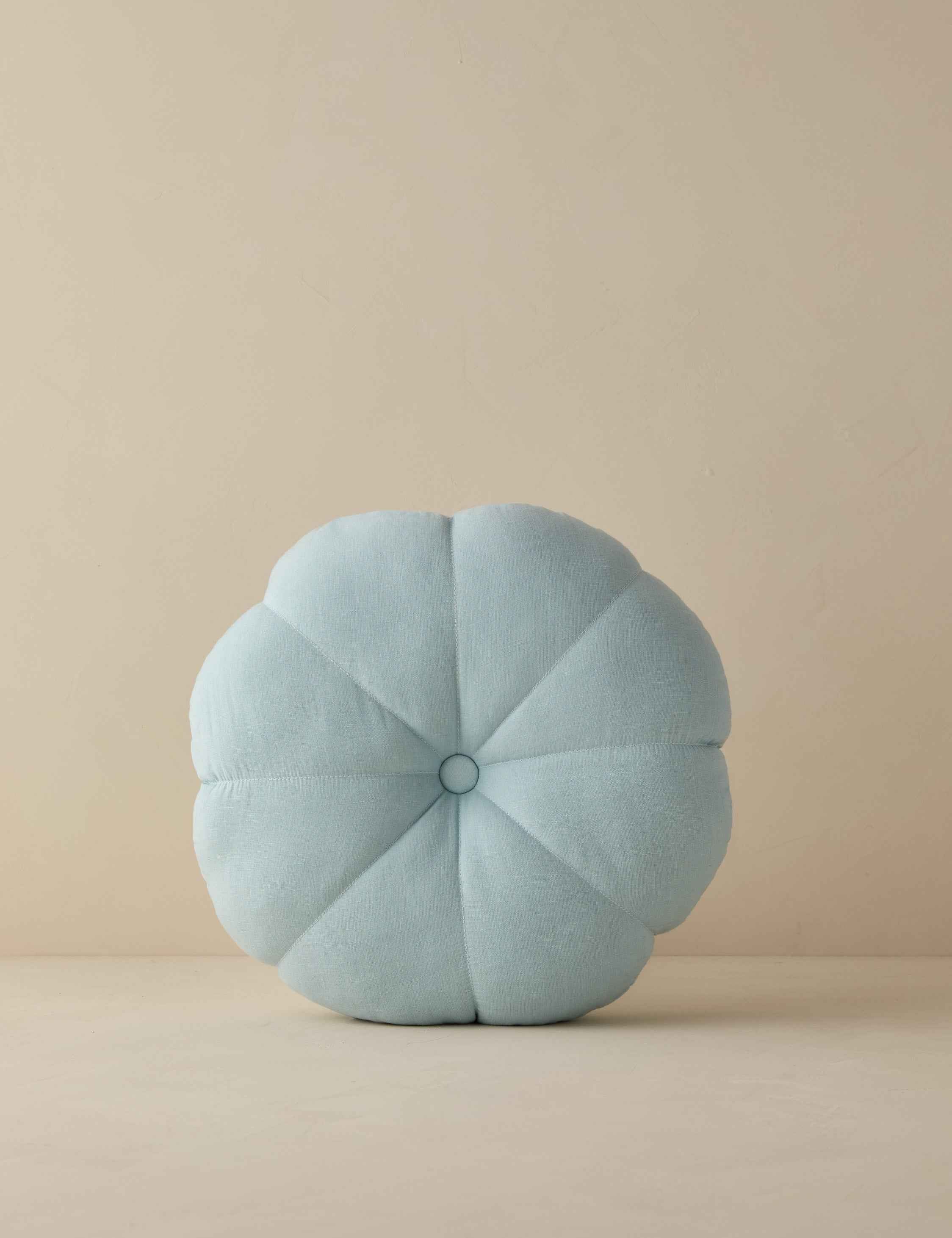 Luna Round Pillow | Soft Floral Design, Button Tufted