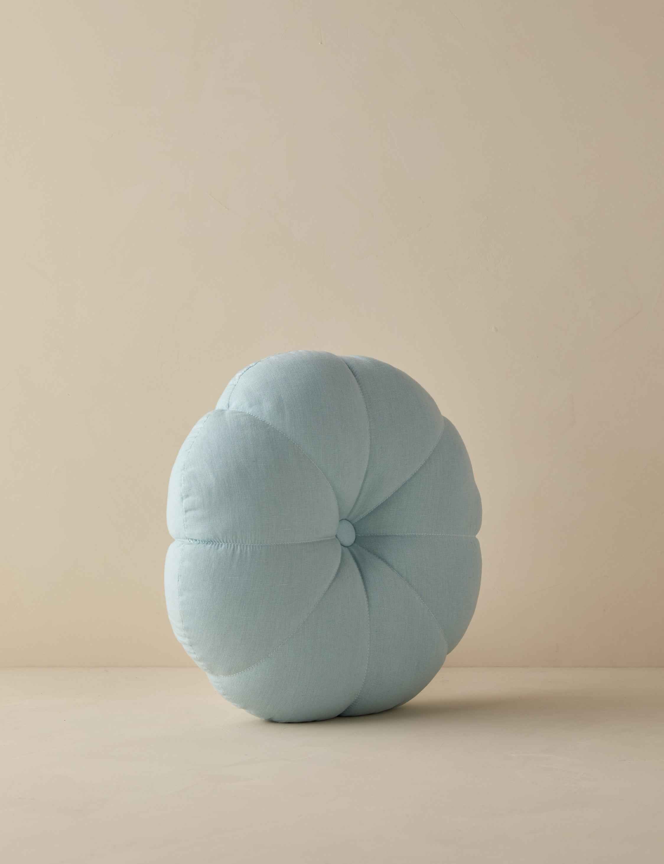 Luna Round Pillow | Soft Floral Design, Button Tufted
