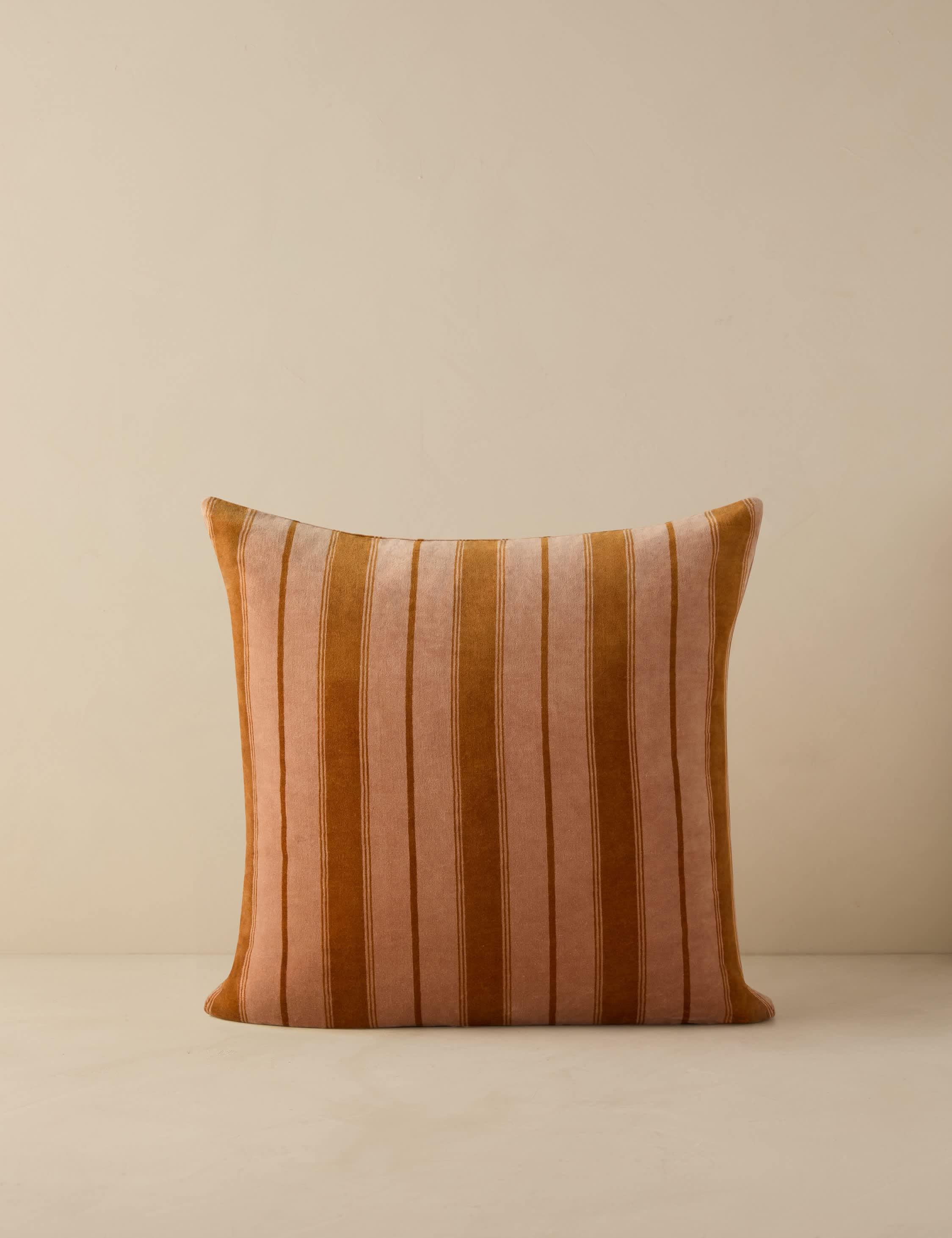 Pavia Velvet Pillow | Soft Plush Texture, Tailored Stripes