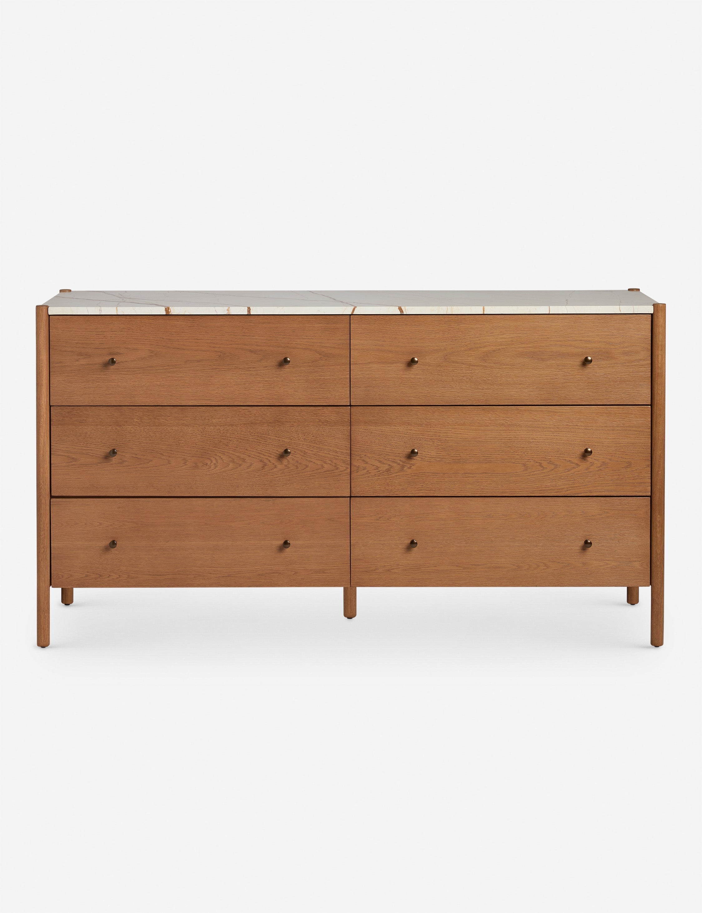 Pinnacle Dresser | Natural Wood Frame, Luxe Marble Top