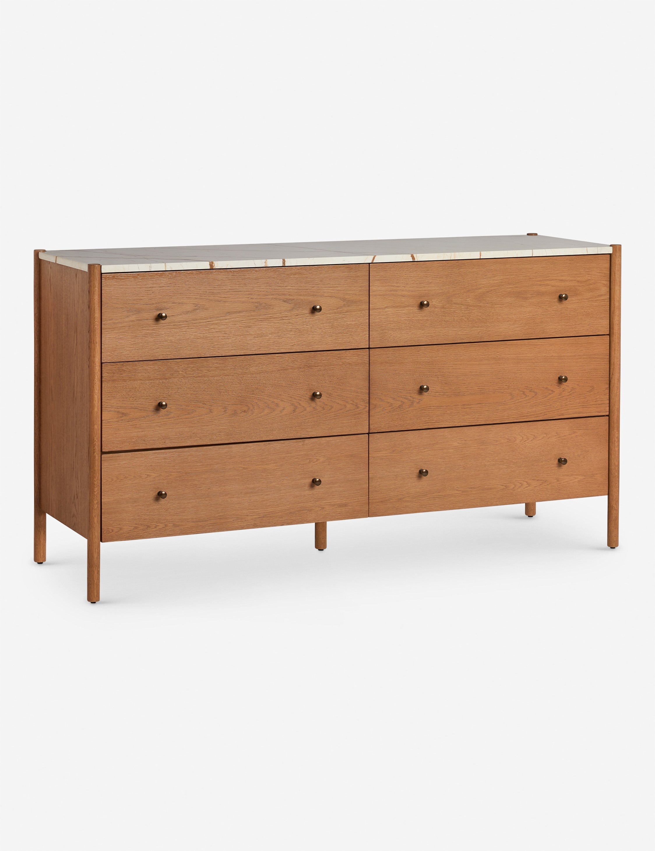 Pinnacle Dresser | Natural Wood Frame, Luxe Marble Top