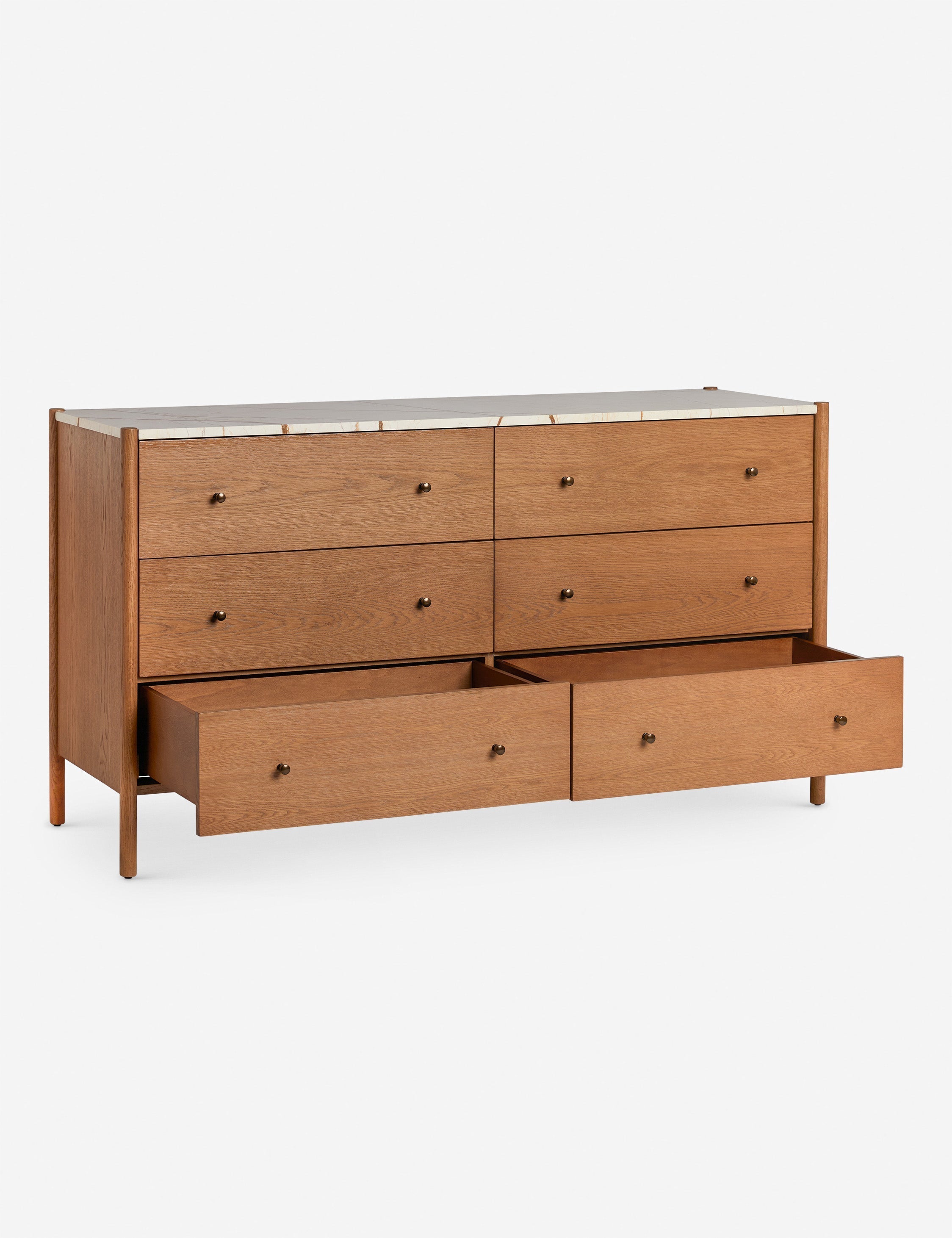 Pinnacle Dresser | Natural Wood Frame, Luxe Marble Top