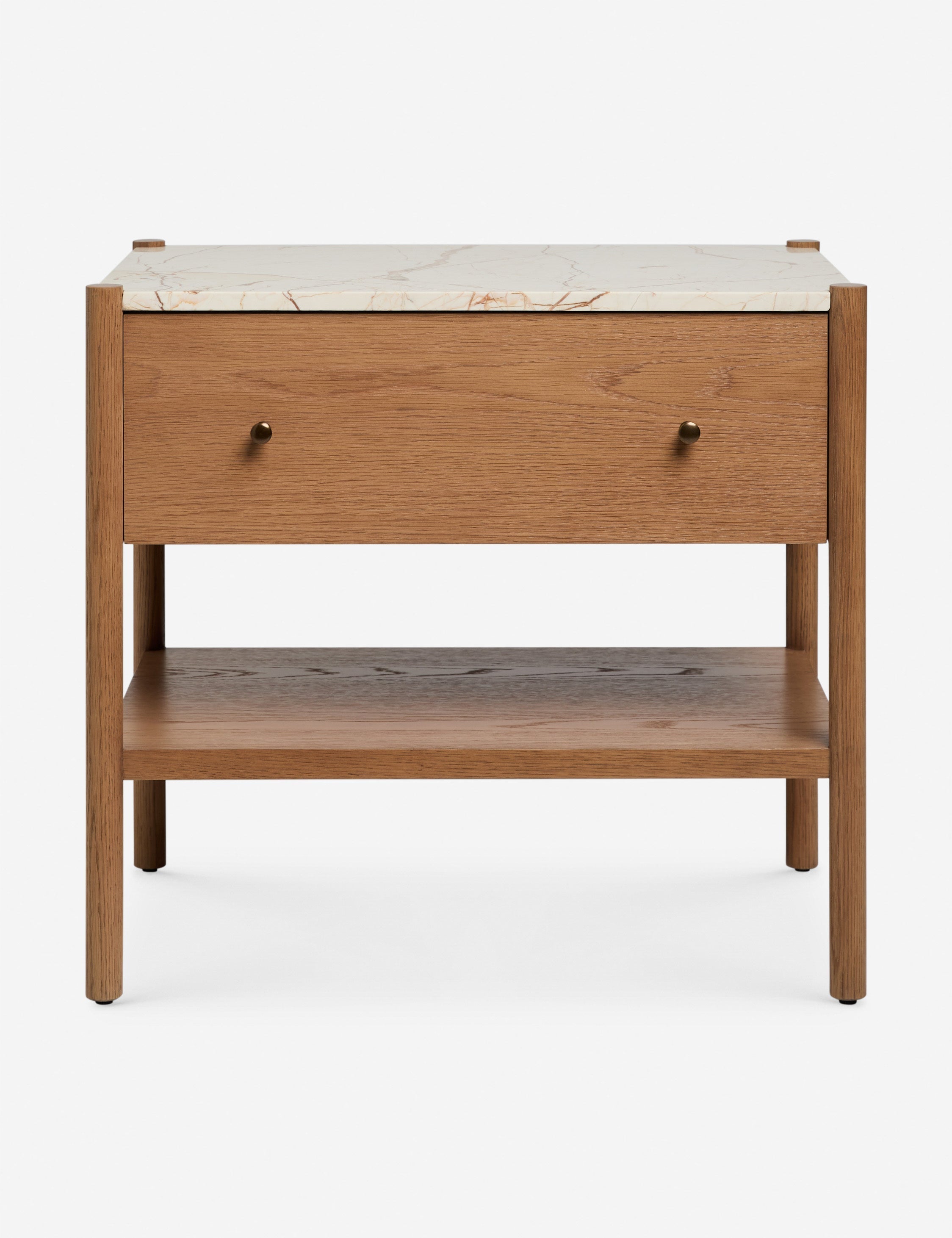 Phaedra Nightstand | Natural Wood Frame, Marble Top